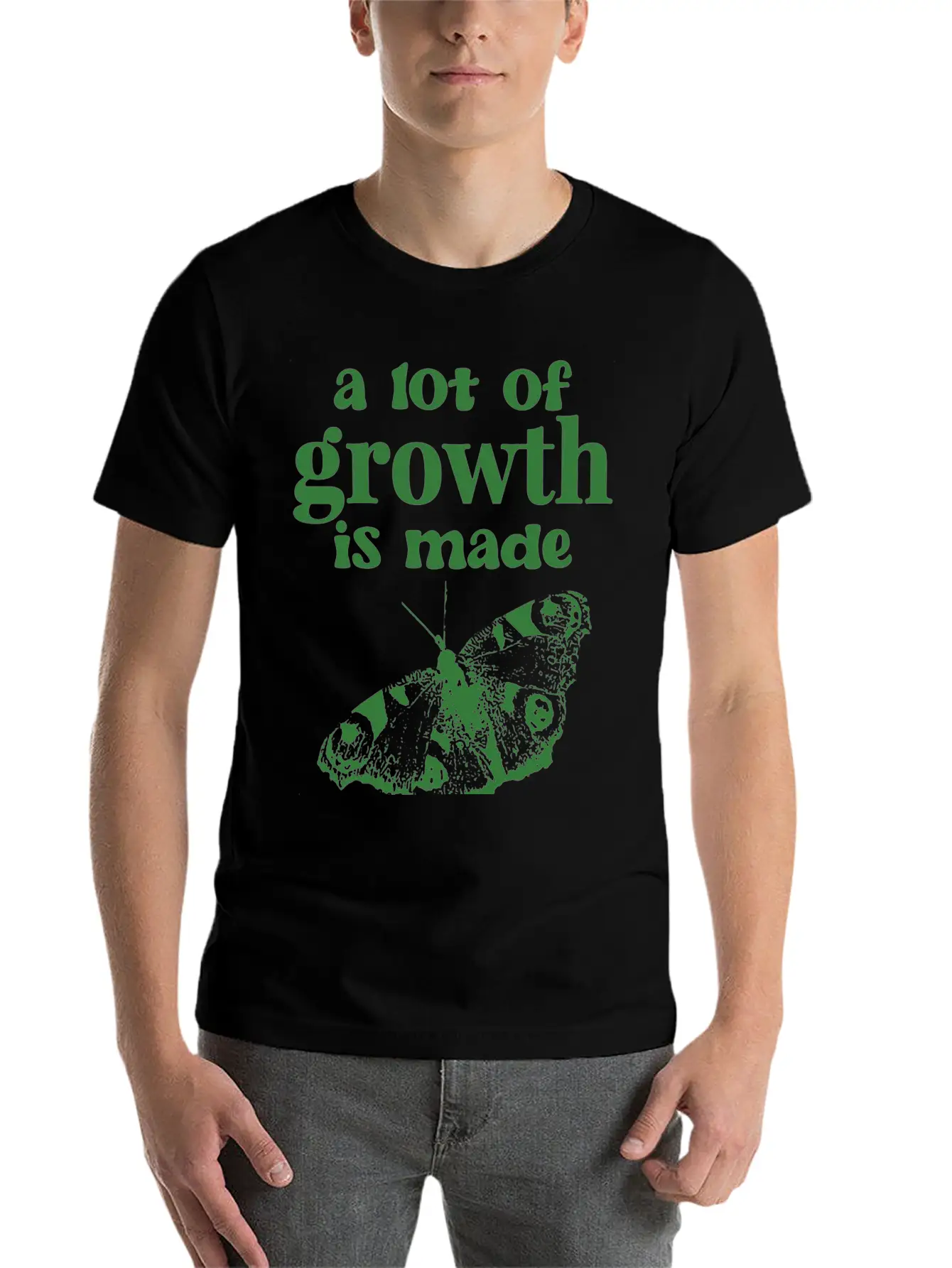 Self Growth | Butterfly Shirt Green Stylish Everyday T-Shirt – Unisex Basic Cotton Tee