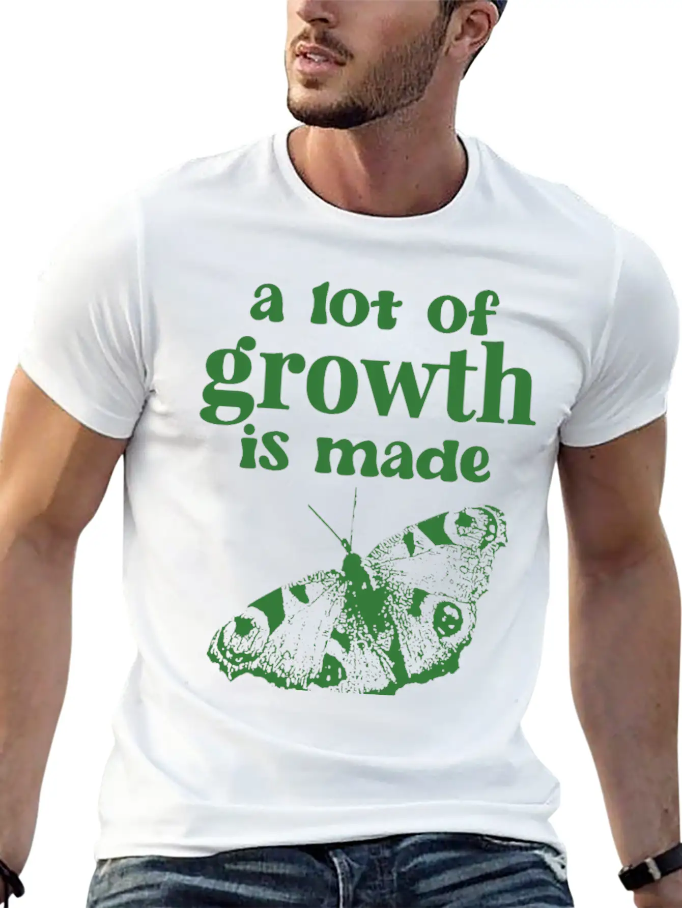 Self Growth | Butterfly Shirt Green Stylish Everyday T-Shirt – Unisex Basic Cotton Tee