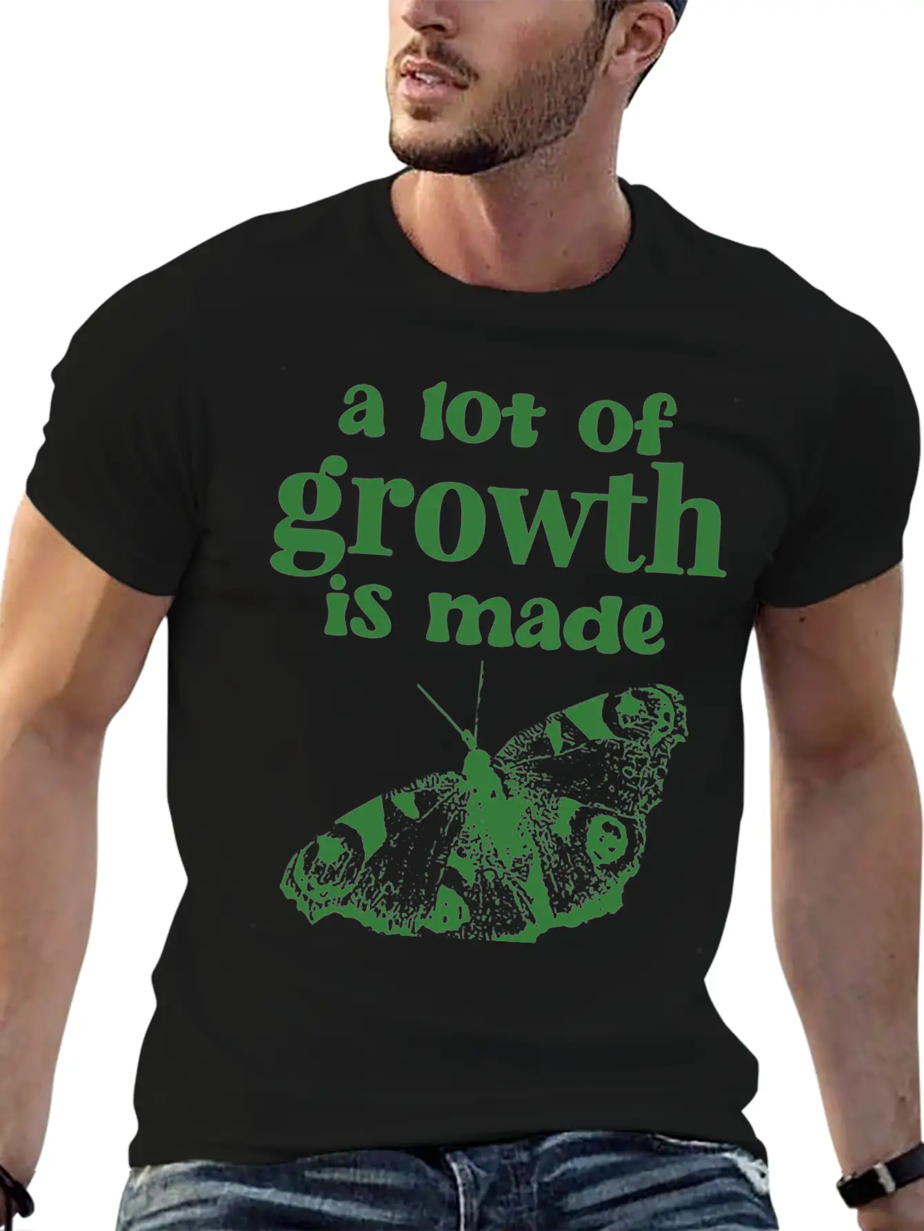 Self Growth | Butterfly Shirt Green Stylish Everyday T-Shirt – Unisex Basic Cotton Tee
