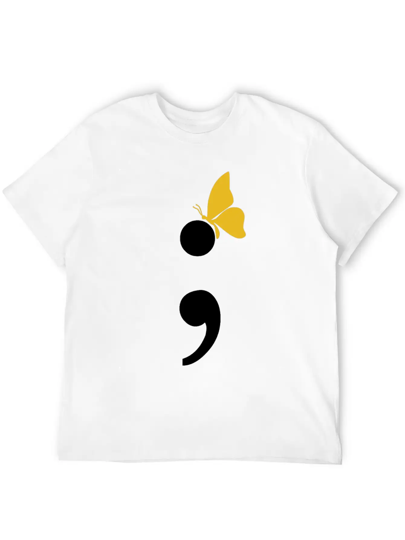 Semicolon Butterfly Depression Awareness Comfortable Minimalist Graphic Tee – Summer Style Essential