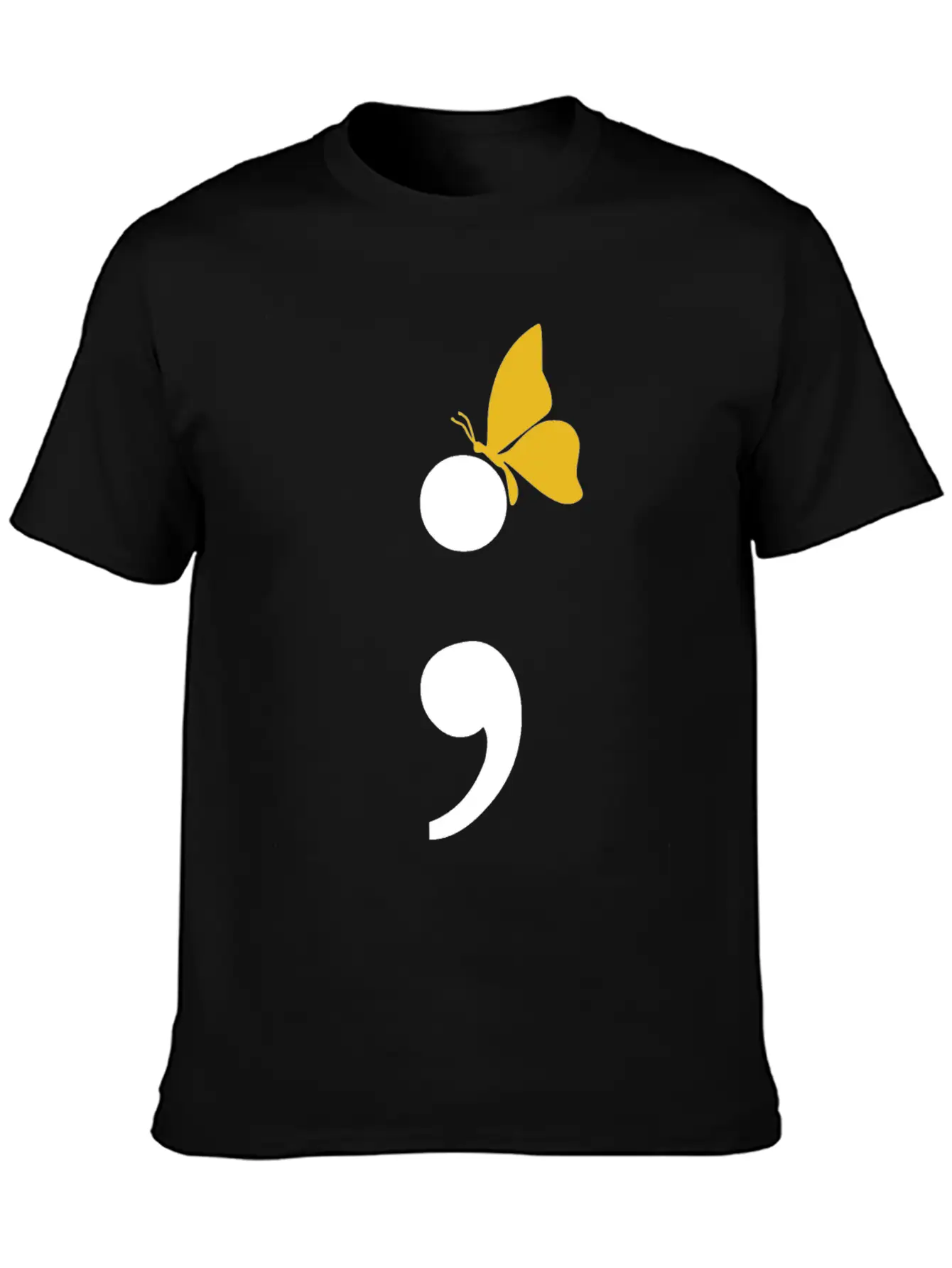 Semicolon Butterfly Depression Awareness Comfortable Minimalist Graphic Tee – Summer Style Essential