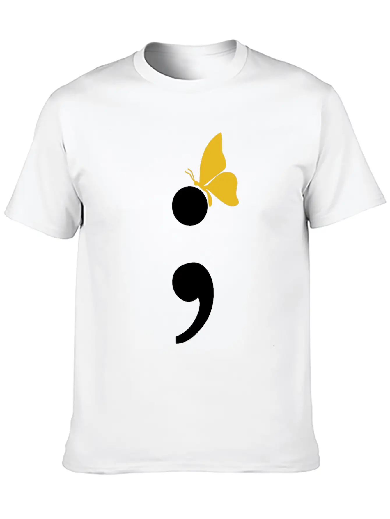Semicolon Butterfly Depression Awareness Comfortable Minimalist Graphic Tee – Summer Style Essential