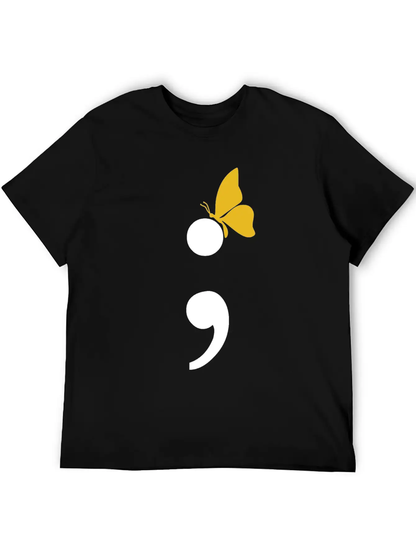Semicolon Butterfly Depression Awareness Comfortable Minimalist Graphic Tee – Summer Style Essential