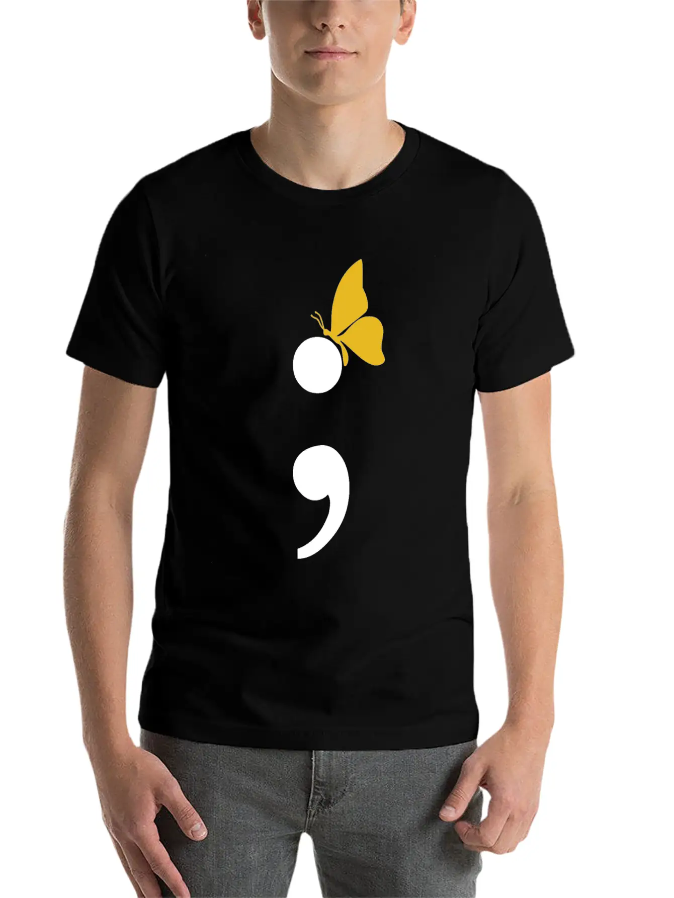 Semicolon Butterfly Depression Awareness Comfortable Minimalist Graphic Tee – Summer Style Essential