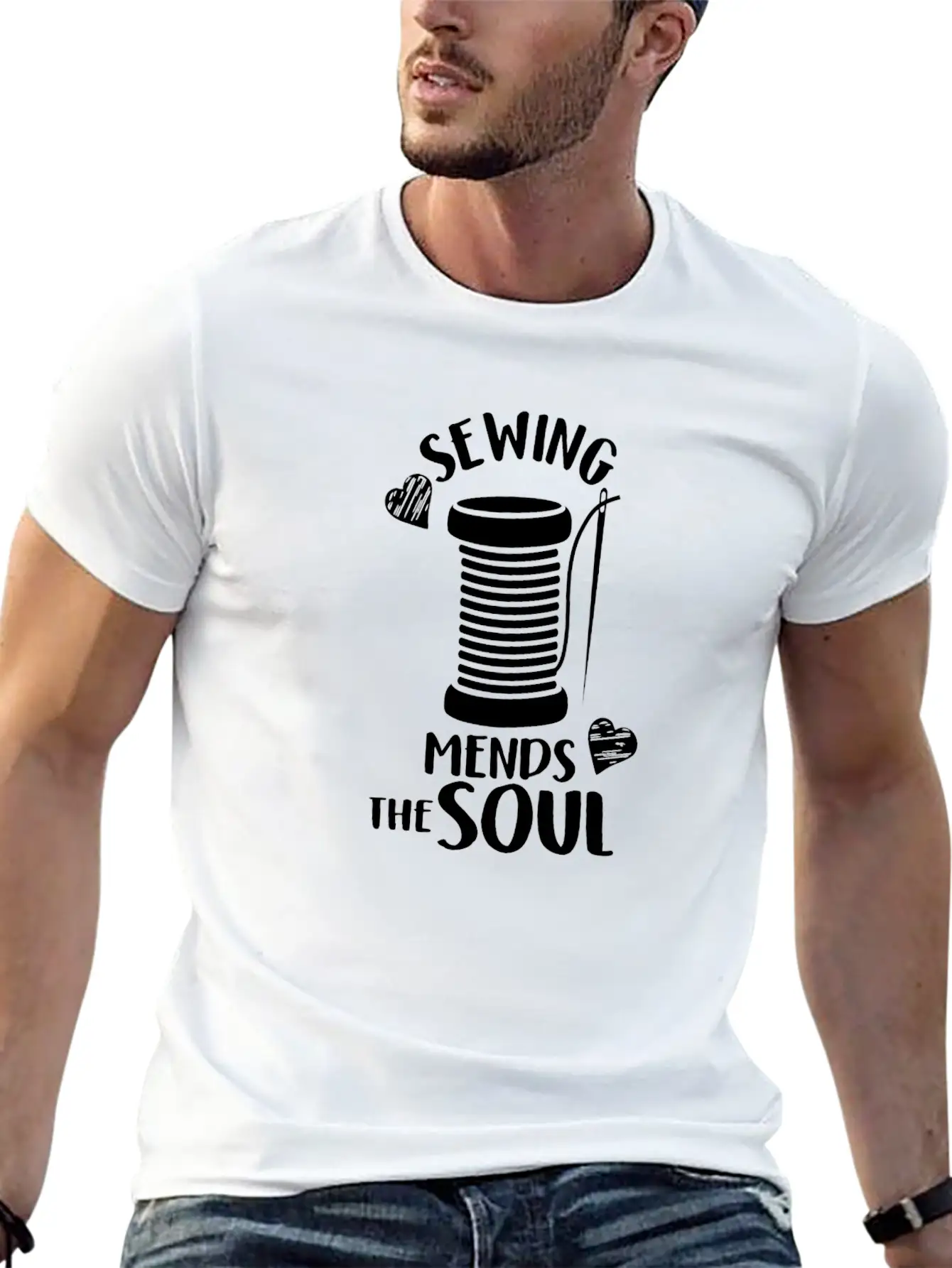 SEWING MENDS THE SOUL Stylish Everyday T-Shirt – Unisex Basic Cotton Tee