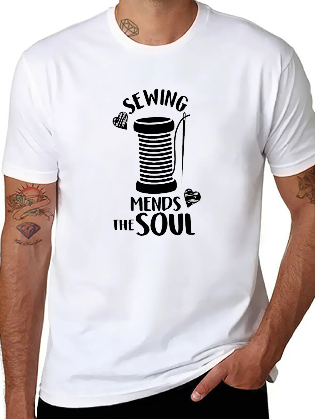 SEWING MENDS THE SOUL Stylish Everyday T-Shirt – Unisex Basic Cotton Tee