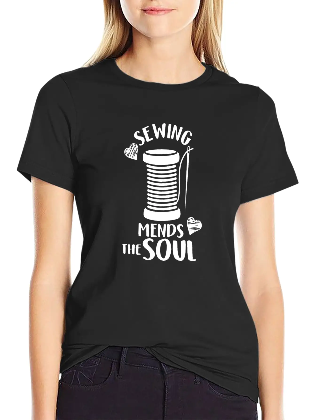 SEWING MENDS THE SOUL Stylish Everyday T-Shirt – Unisex Basic Cotton Tee