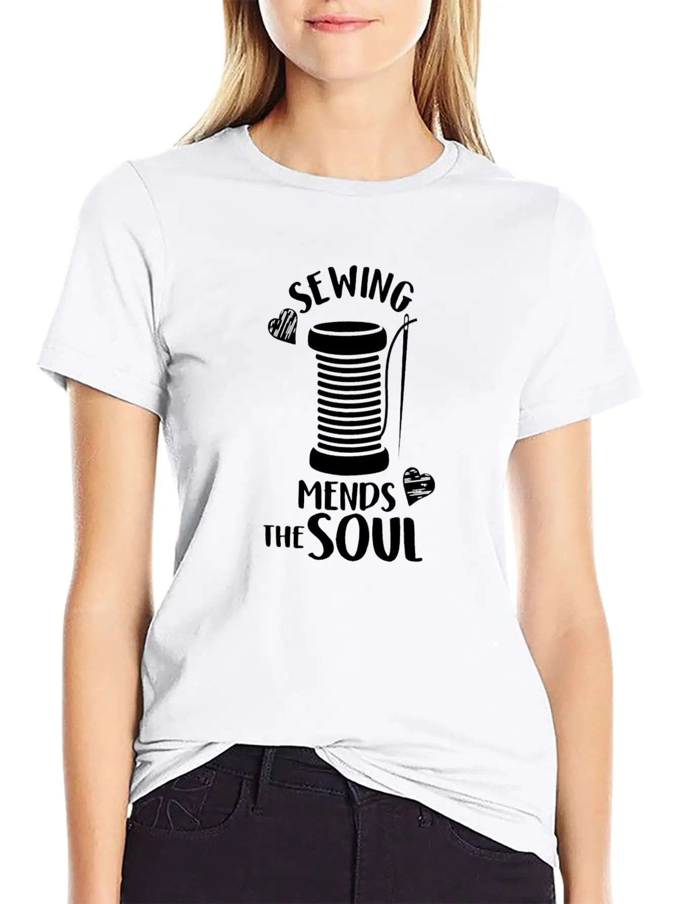 SEWING MENDS THE SOUL Stylish Everyday T-Shirt – Unisex Basic Cotton Tee
