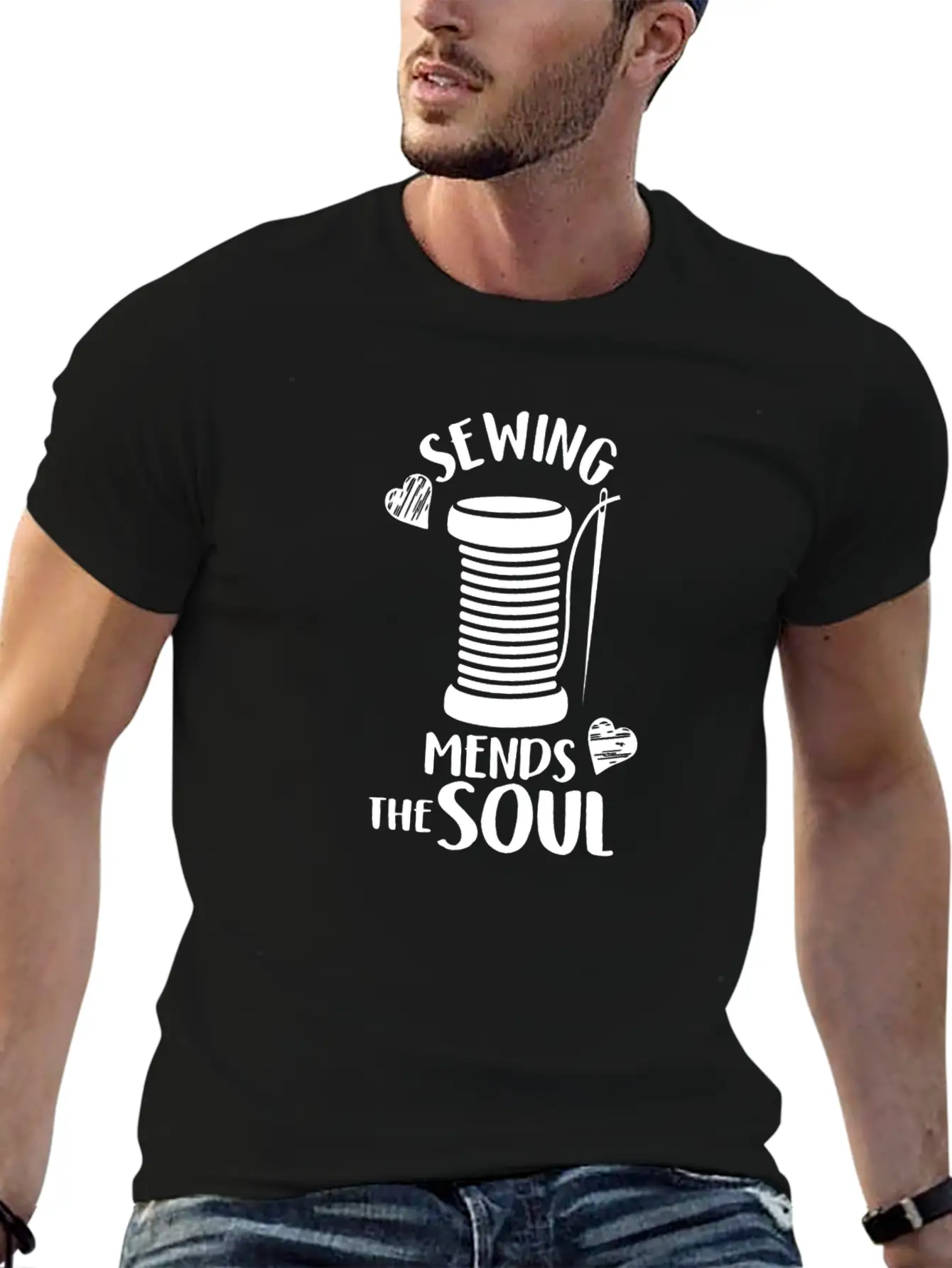 SEWING MENDS THE SOUL Stylish Everyday T-Shirt – Unisex Basic Cotton Tee