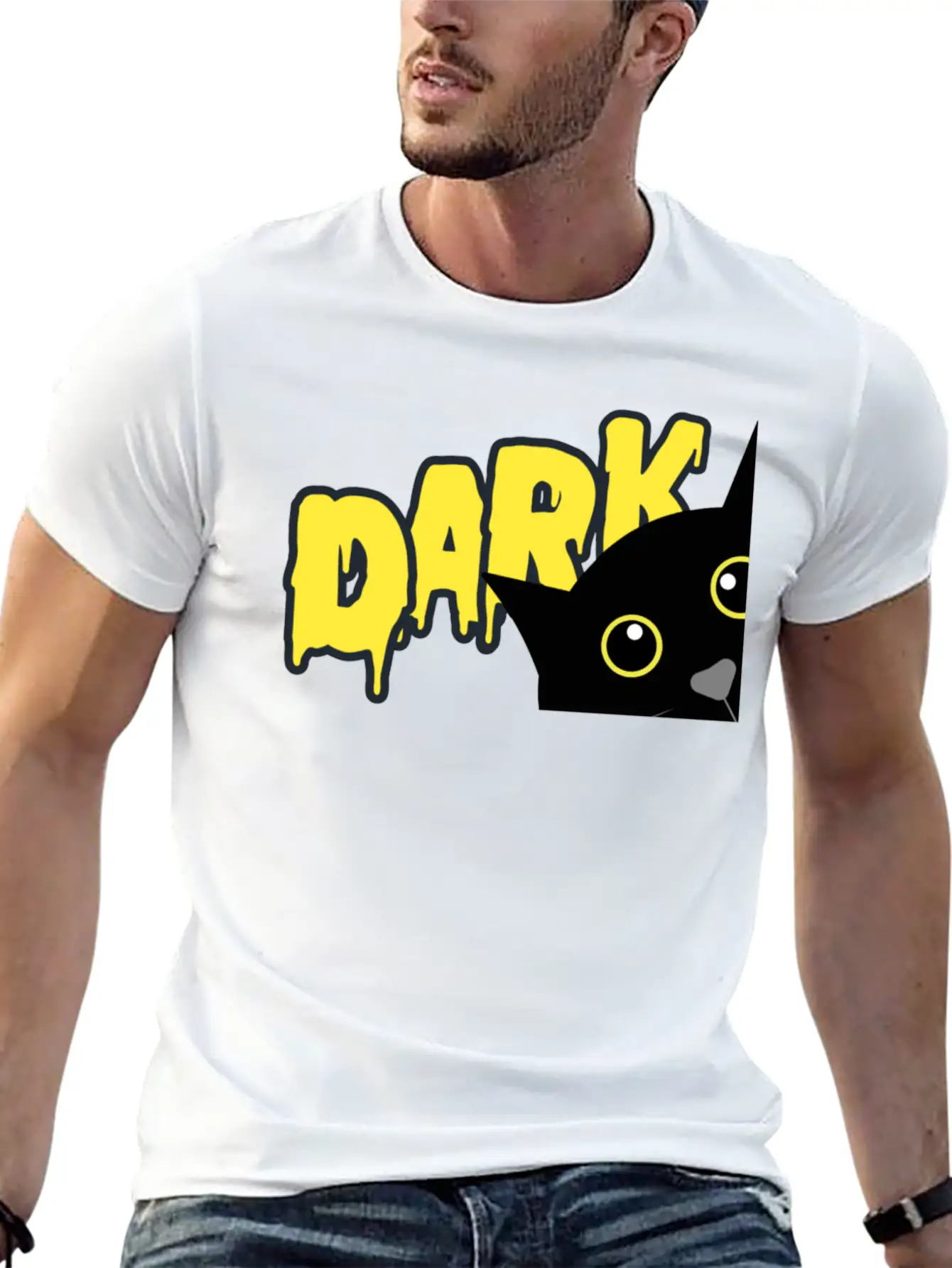 "Shadowed Cat: Embrace The Mystery" Stylish Everyday T-Shirt – Unisex Basic Cotton Tee