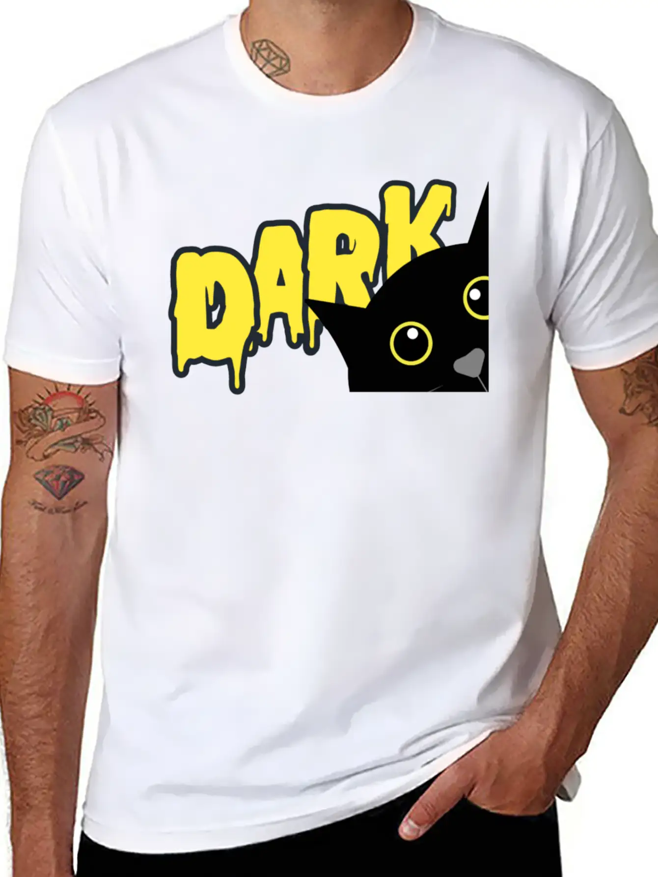 "Shadowed Cat: Embrace The Mystery" Stylish Everyday T-Shirt – Unisex Basic Cotton Tee