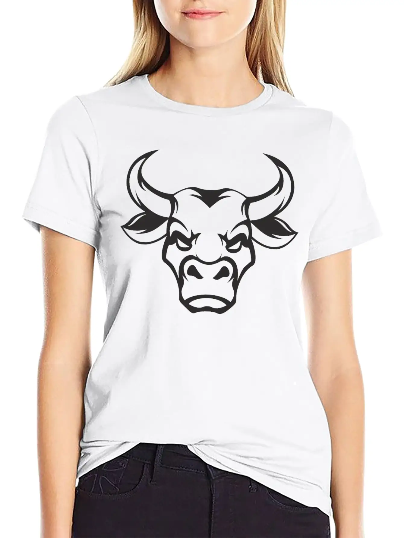 Shape Bull Head Cool Tattoo Animal Vector Image Basic Graphic T-Shirt – Daily Comfort In Soft Cotton