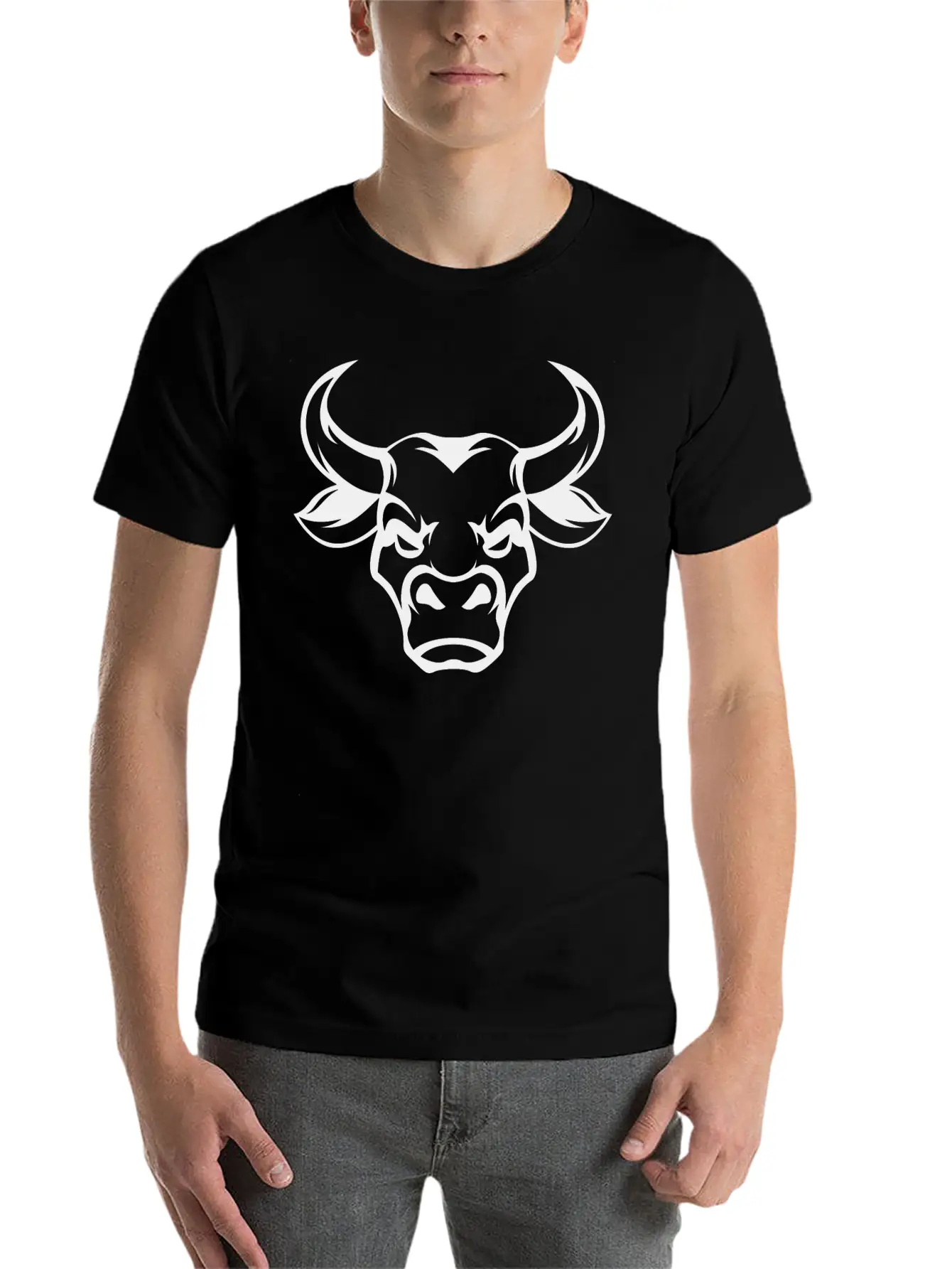 Shape Bull Head Cool Tattoo Animal Vector Image Basic Graphic T-Shirt – Daily Comfort In Soft Cotton