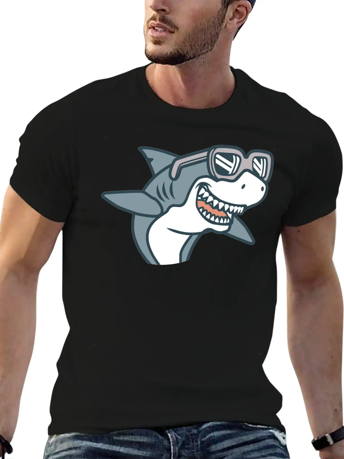 Shark Cool Comfortable Minimalist Graphic Tee – Summer Style Essential