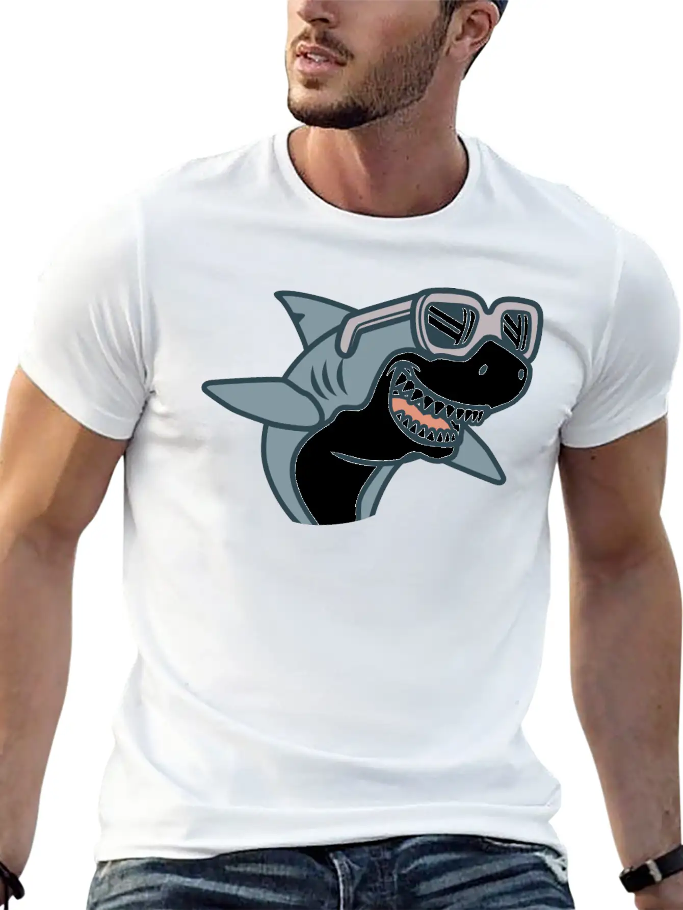 Shark Cool Comfortable Minimalist Graphic Tee – Summer Style Essential