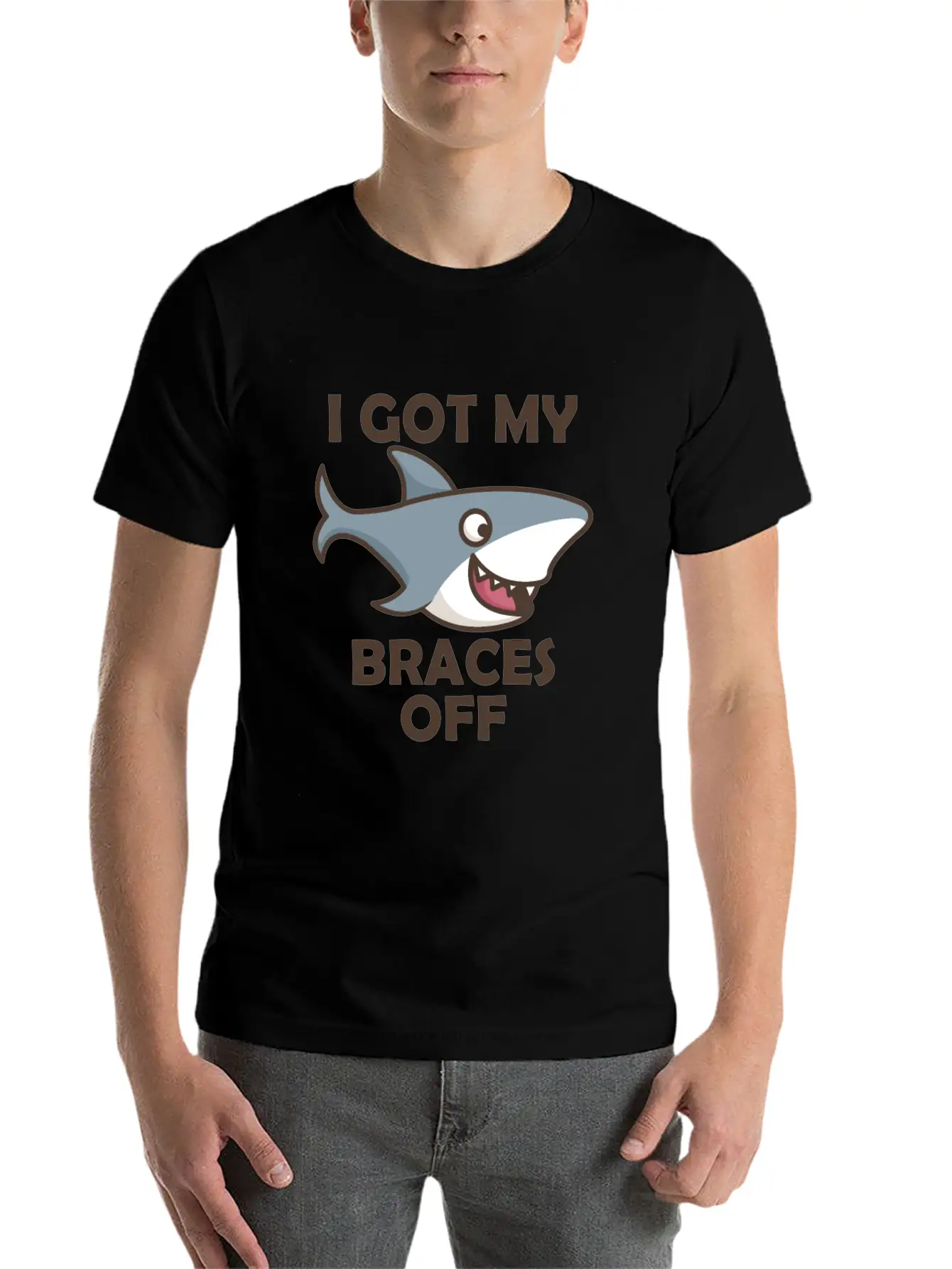 Shark Dental Braces Dental Hygiene Orthodontist Bo Stylish Everyday T-Shirt – Unisex Basic Cotton Tee