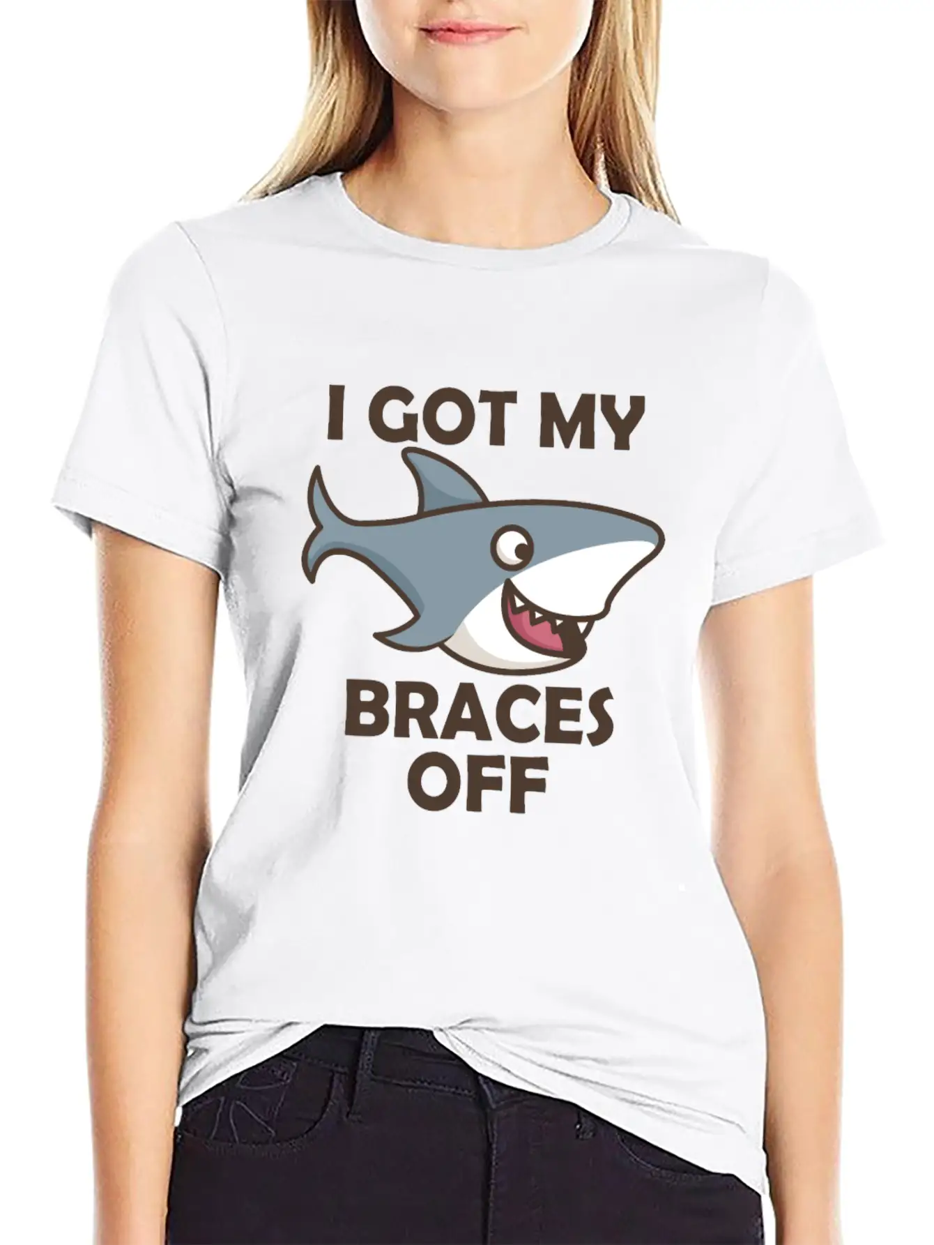 Shark Dental Braces Dental Hygiene Orthodontist Bo Stylish Everyday T-Shirt – Unisex Basic Cotton Tee