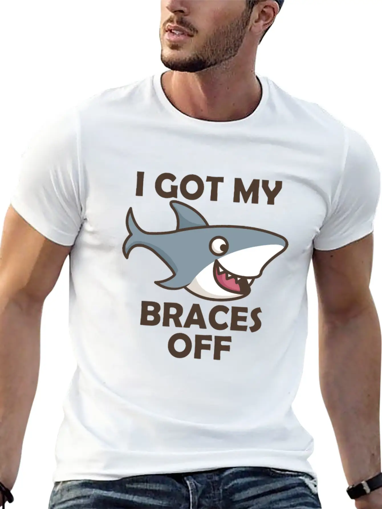 Shark Dental Braces Dental Hygiene Orthodontist Bo Stylish Everyday T-Shirt – Unisex Basic Cotton Tee