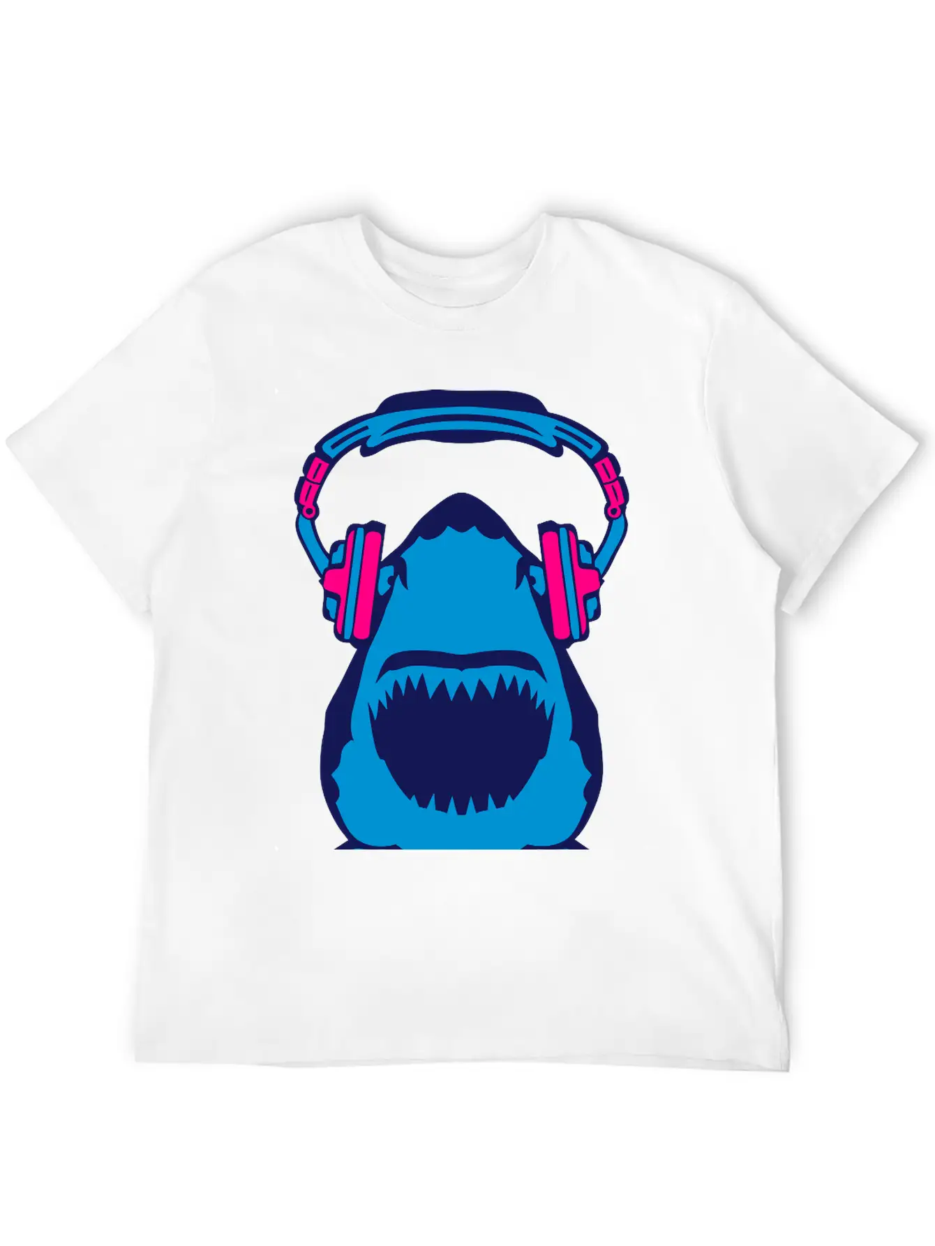Shark Jaws Audio Music Headphones Skull Comfortable Minimalist Graphic Tee – Summer Style Essential