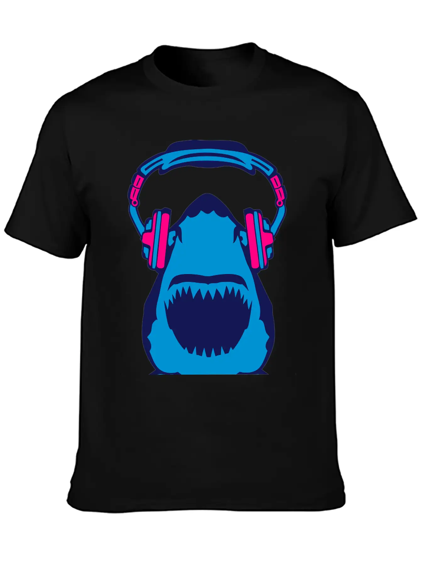 Shark Jaws Audio Music Headphones Skull Comfortable Minimalist Graphic Tee – Summer Style Essential