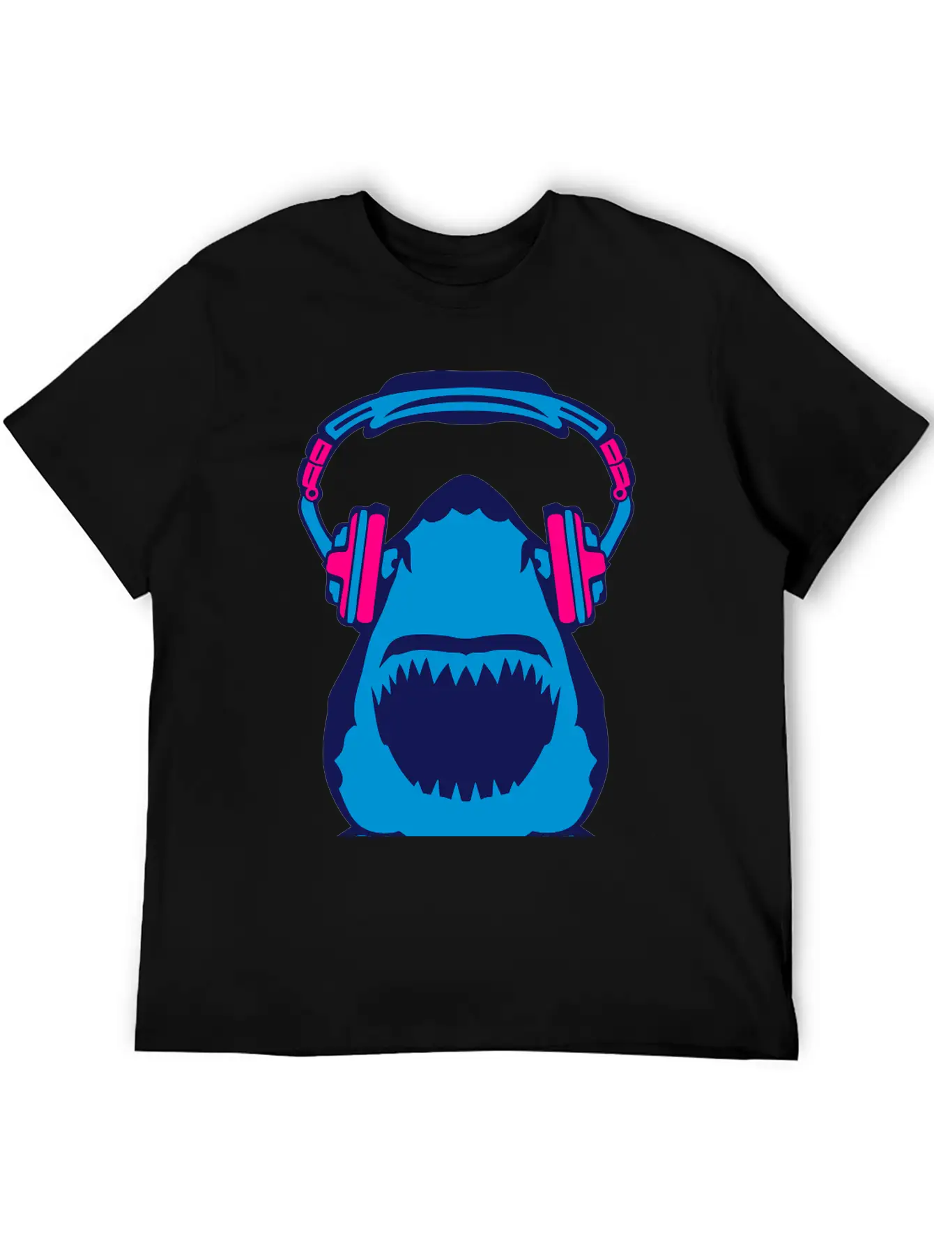 Shark Jaws Audio Music Headphones Skull Comfortable Minimalist Graphic Tee – Summer Style Essential