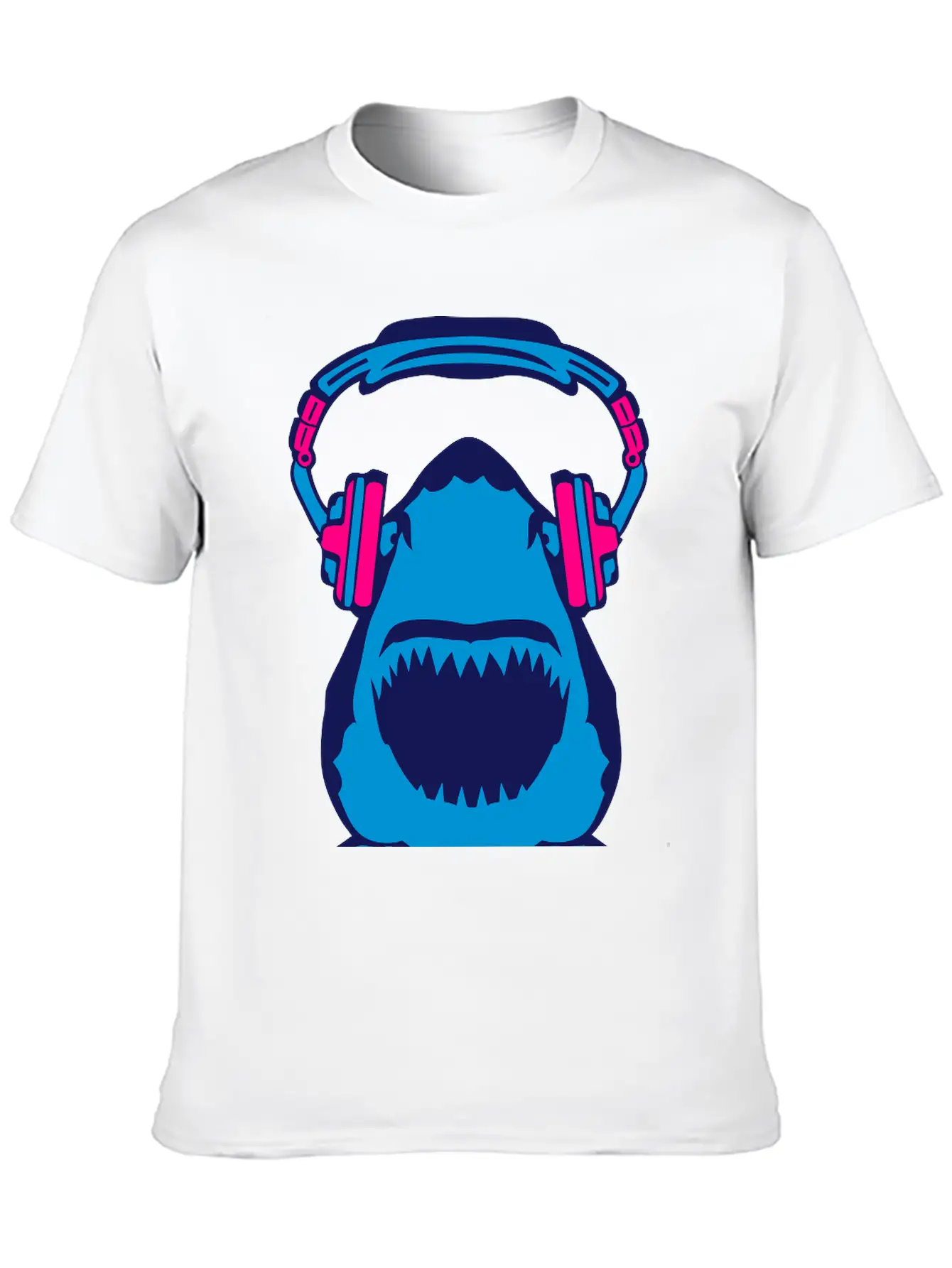 Shark Jaws Audio Music Headphones Skull Comfortable Minimalist Graphic Tee – Summer Style Essential
