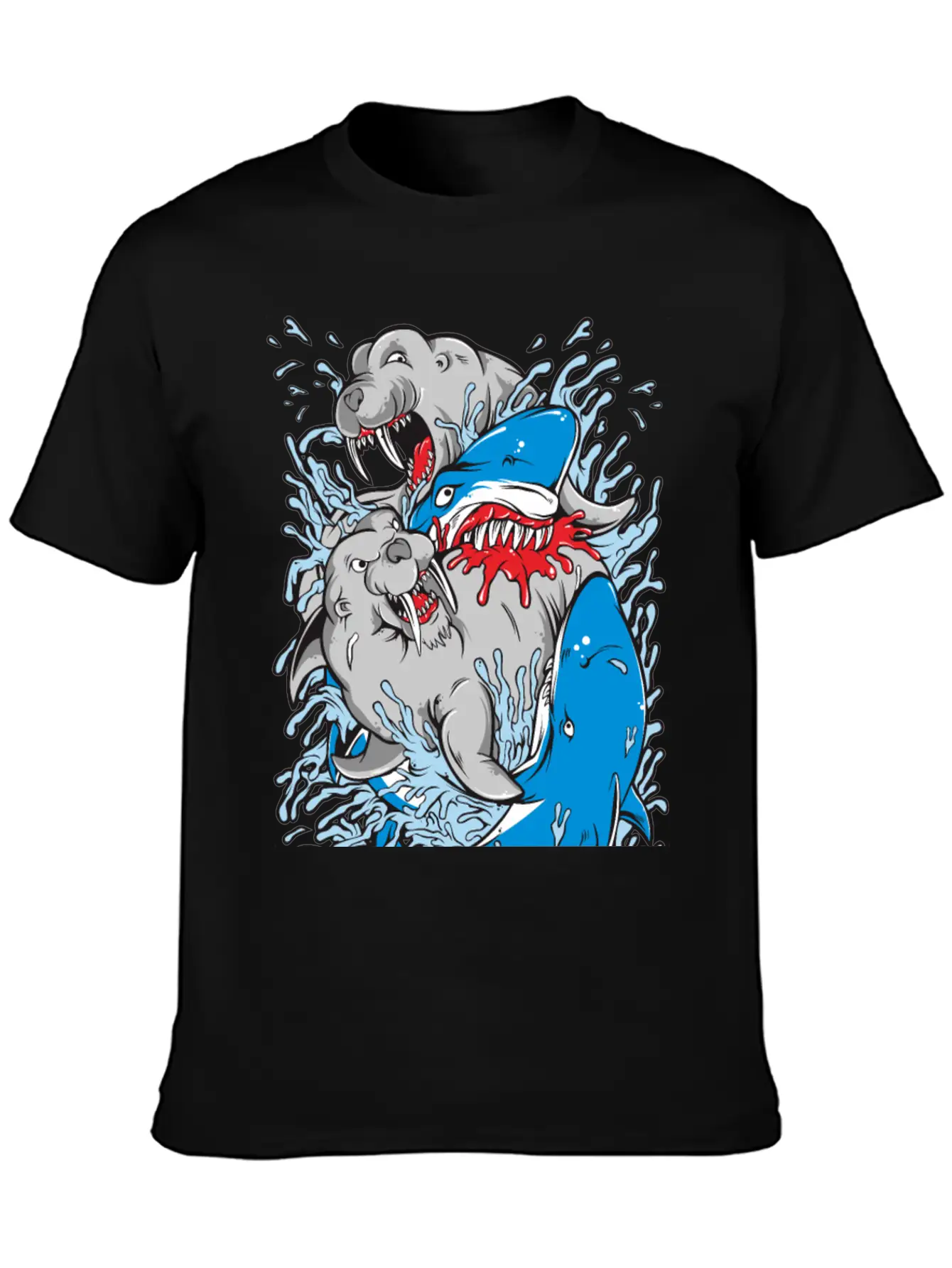 Shark Versus Walrus Stylish Everyday T-Shirt – Unisex Basic Cotton Tee
