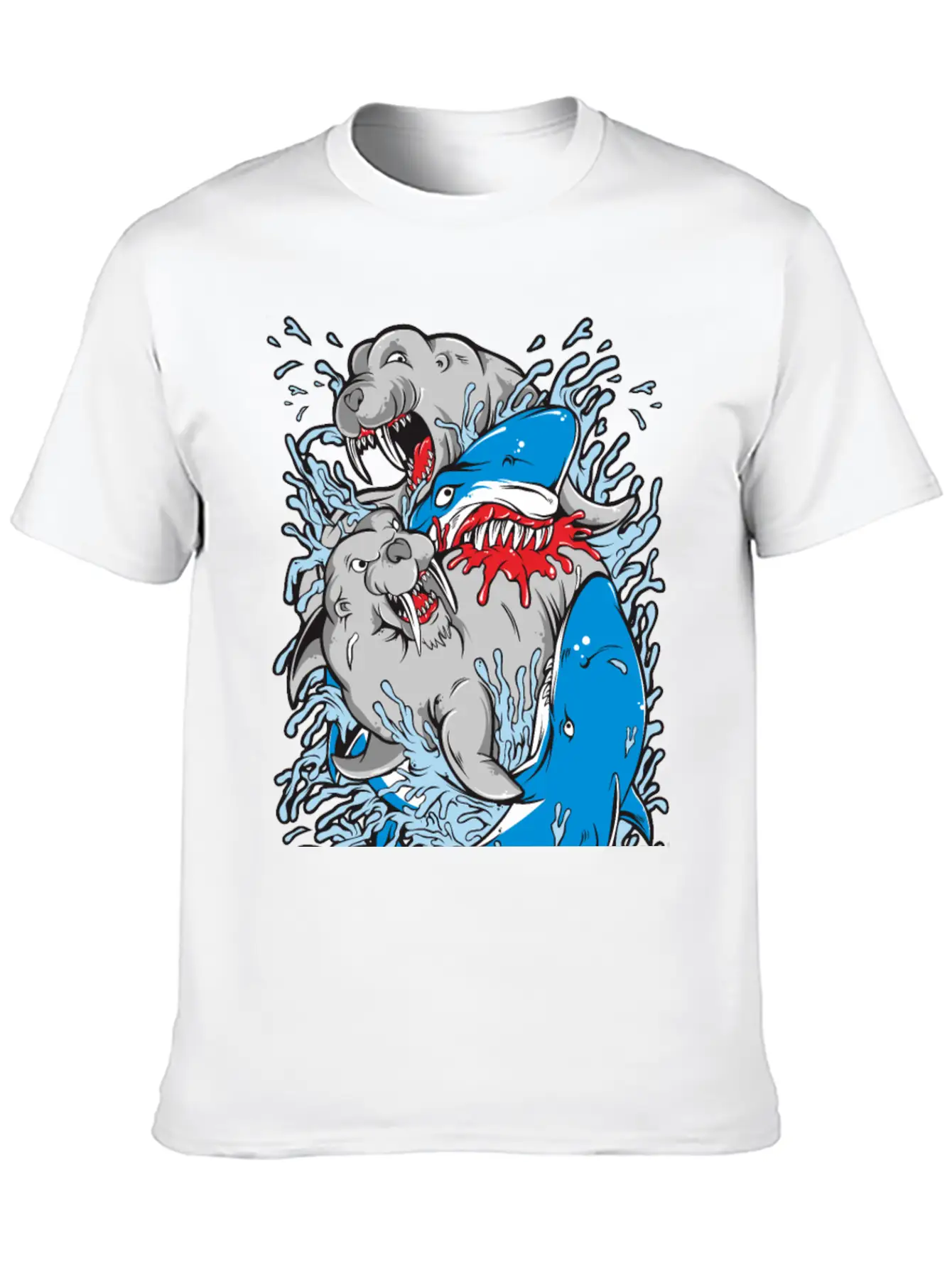 Shark Versus Walrus Stylish Everyday T-Shirt – Unisex Basic Cotton Tee