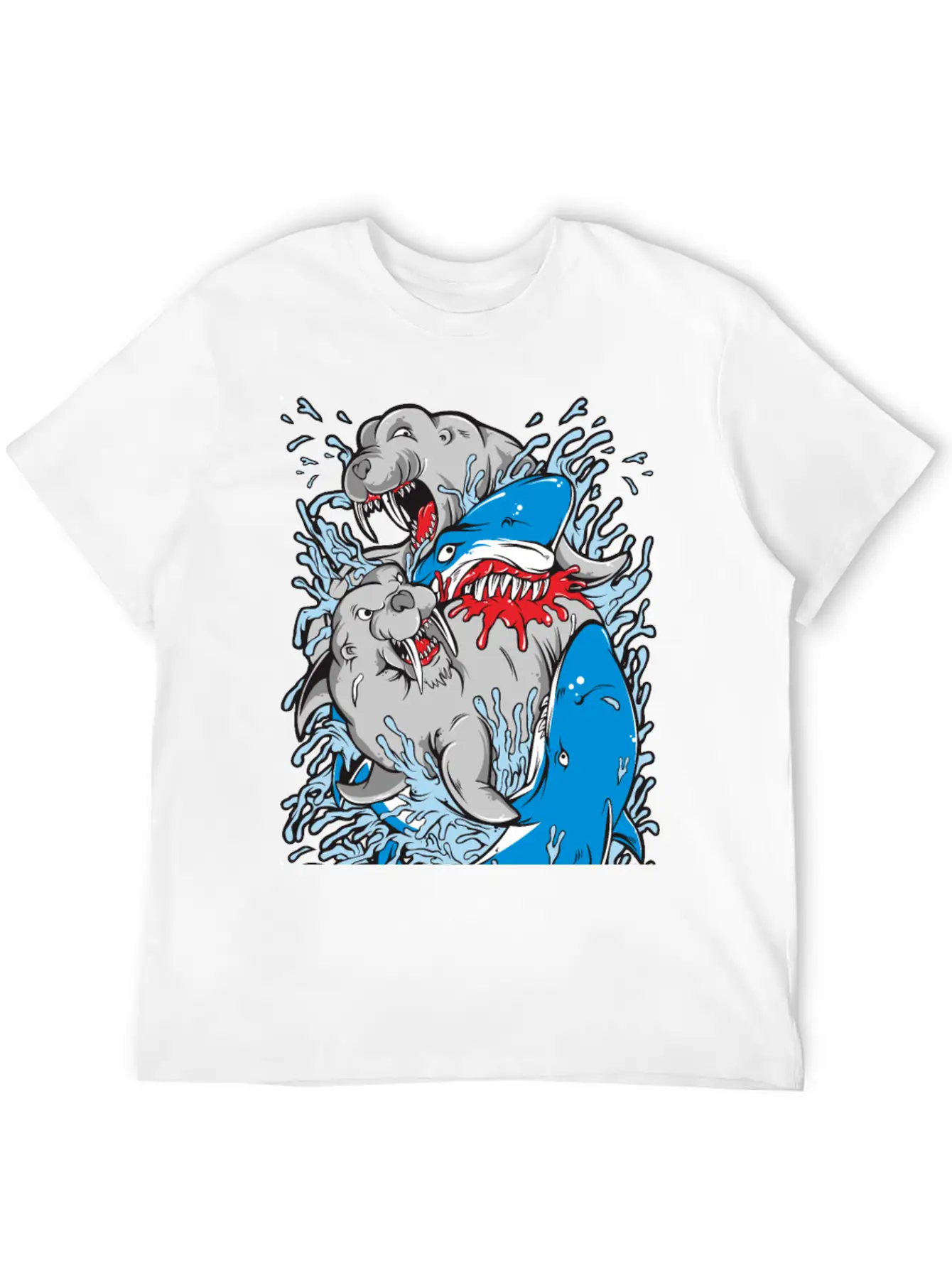 Shark Versus Walrus Stylish Everyday T-Shirt – Unisex Basic Cotton Tee