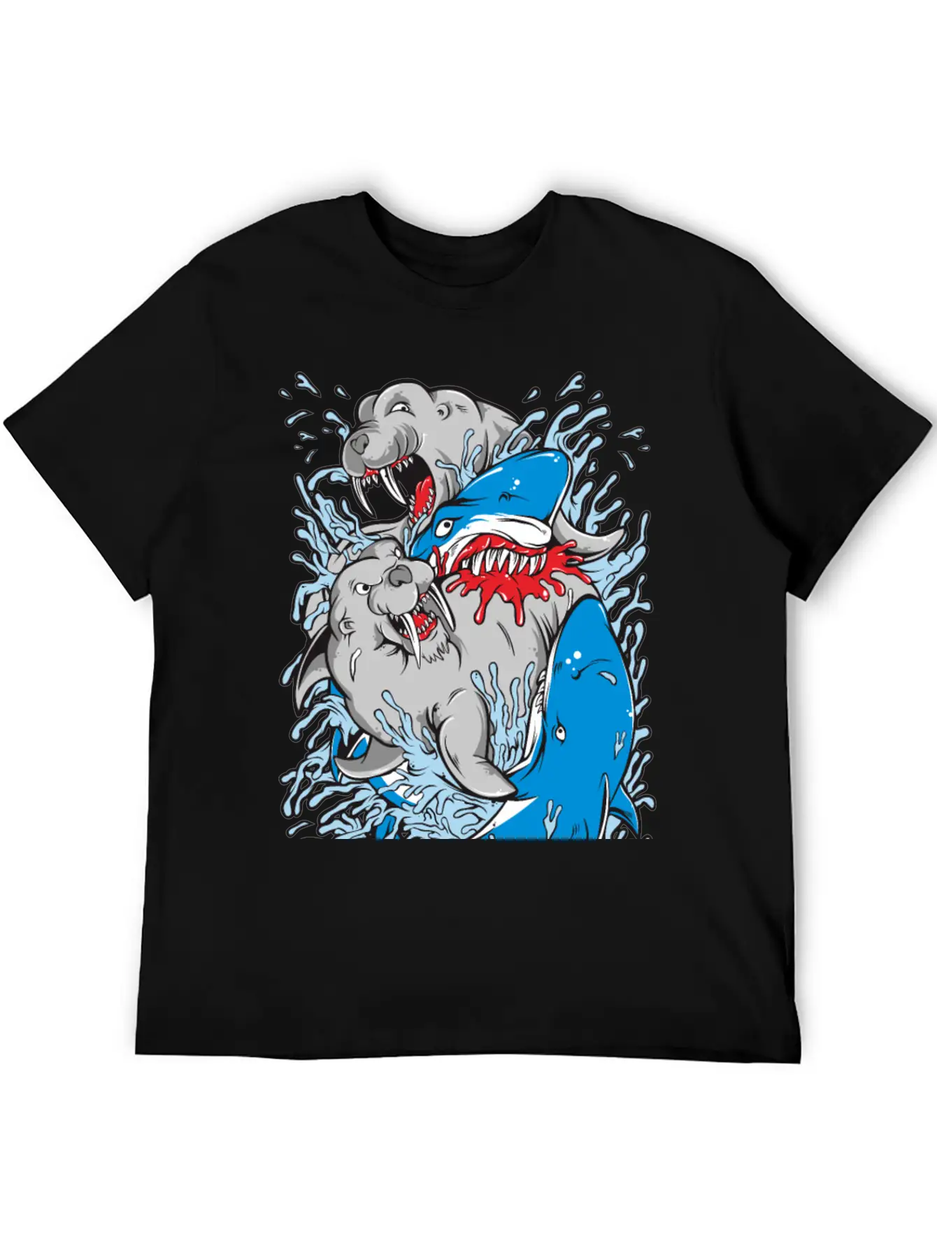 Shark Versus Walrus Stylish Everyday T-Shirt – Unisex Basic Cotton Tee