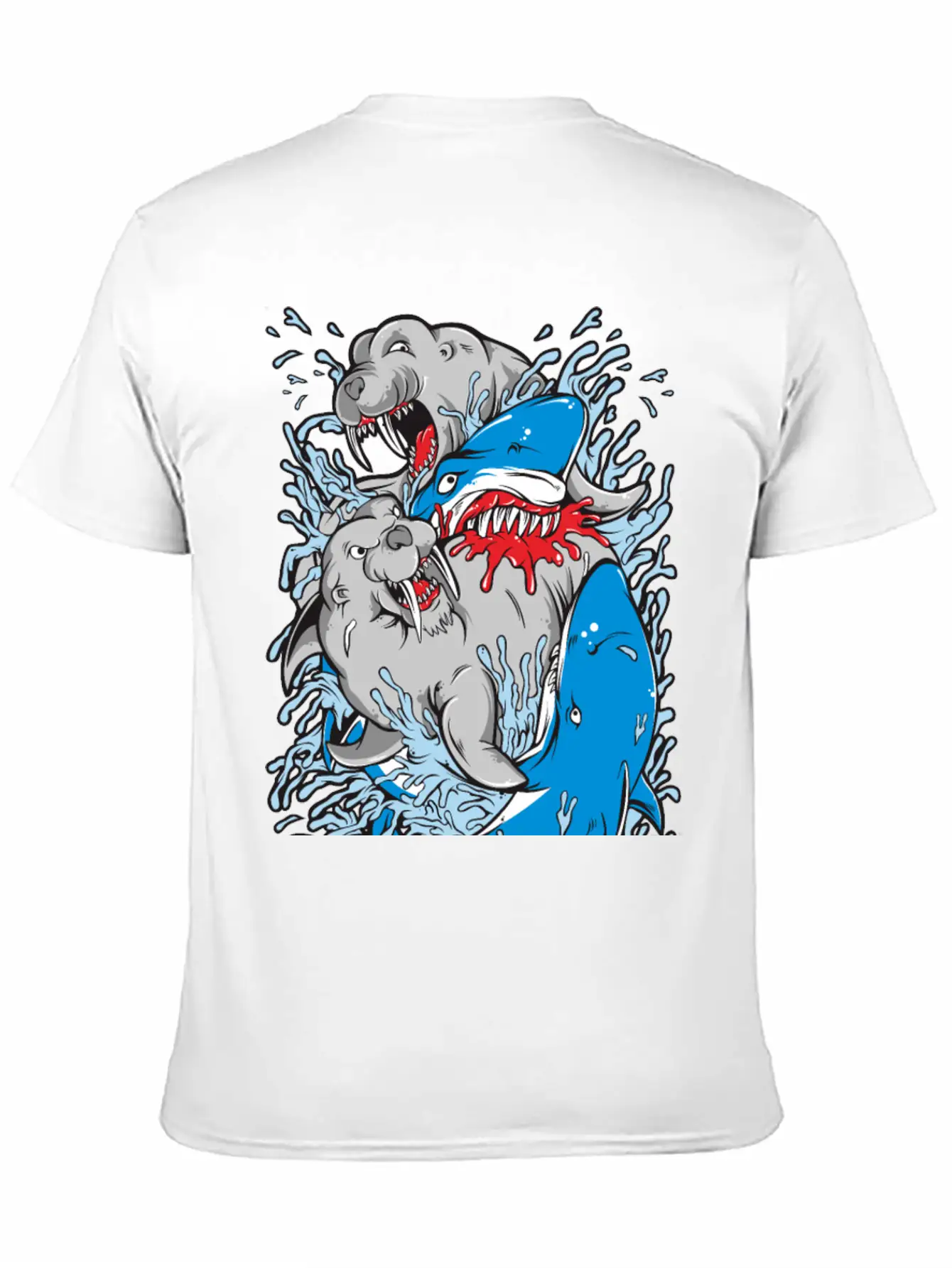 Shark Versus Walrus Stylish Everyday T-Shirt – Unisex Basic Cotton Tee
