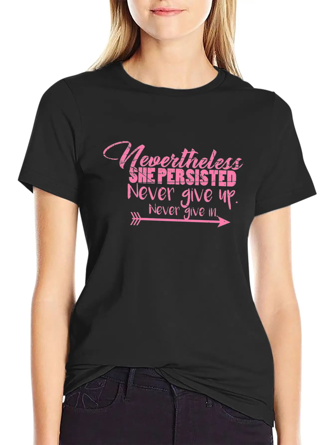 She Persisted Motivational Graphic Unisex Short Sleeve Soft Cotton T-Shirt – Casual Everyday Wear