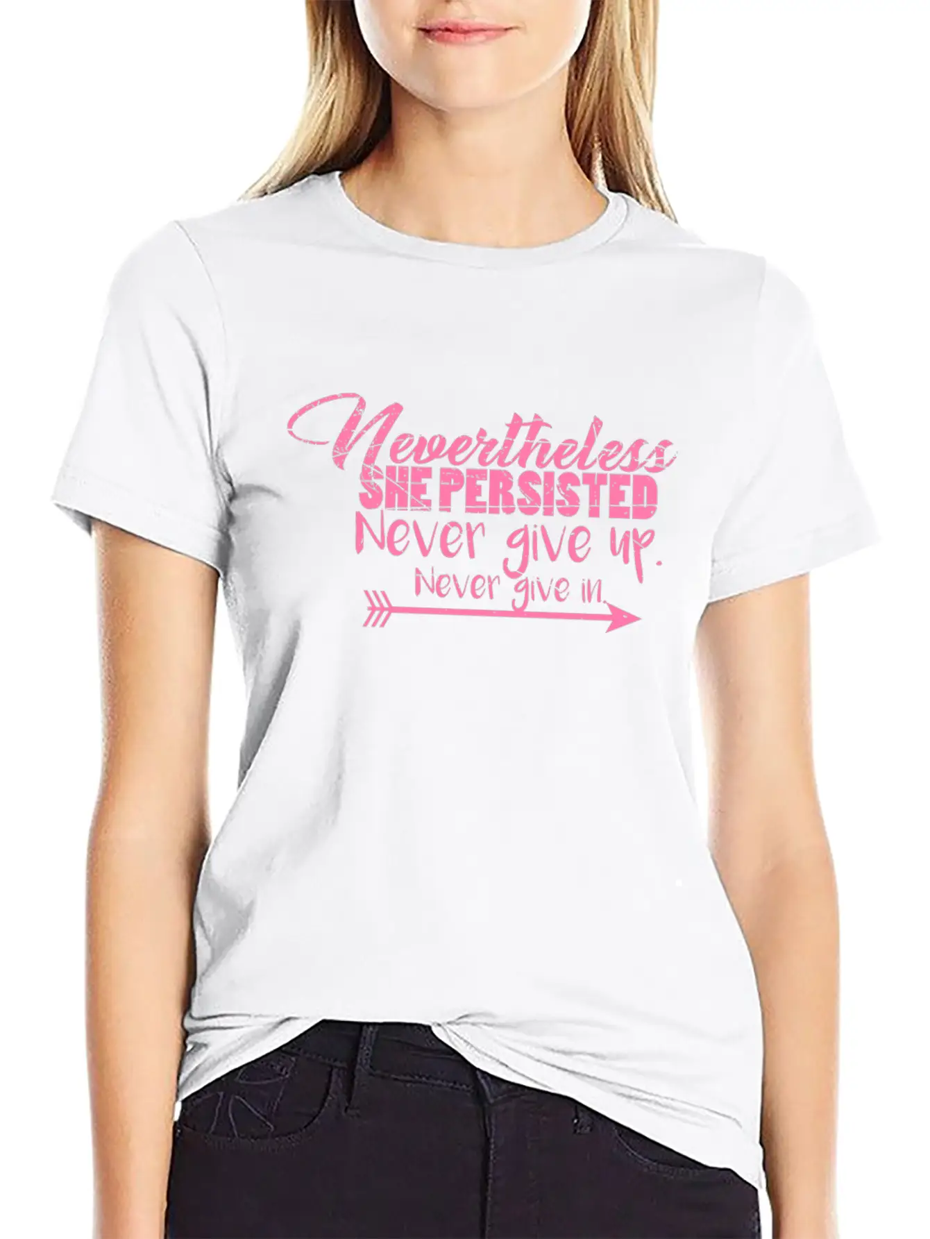 She Persisted Motivational Graphic Unisex Short Sleeve Soft Cotton T-Shirt – Casual Everyday Wear