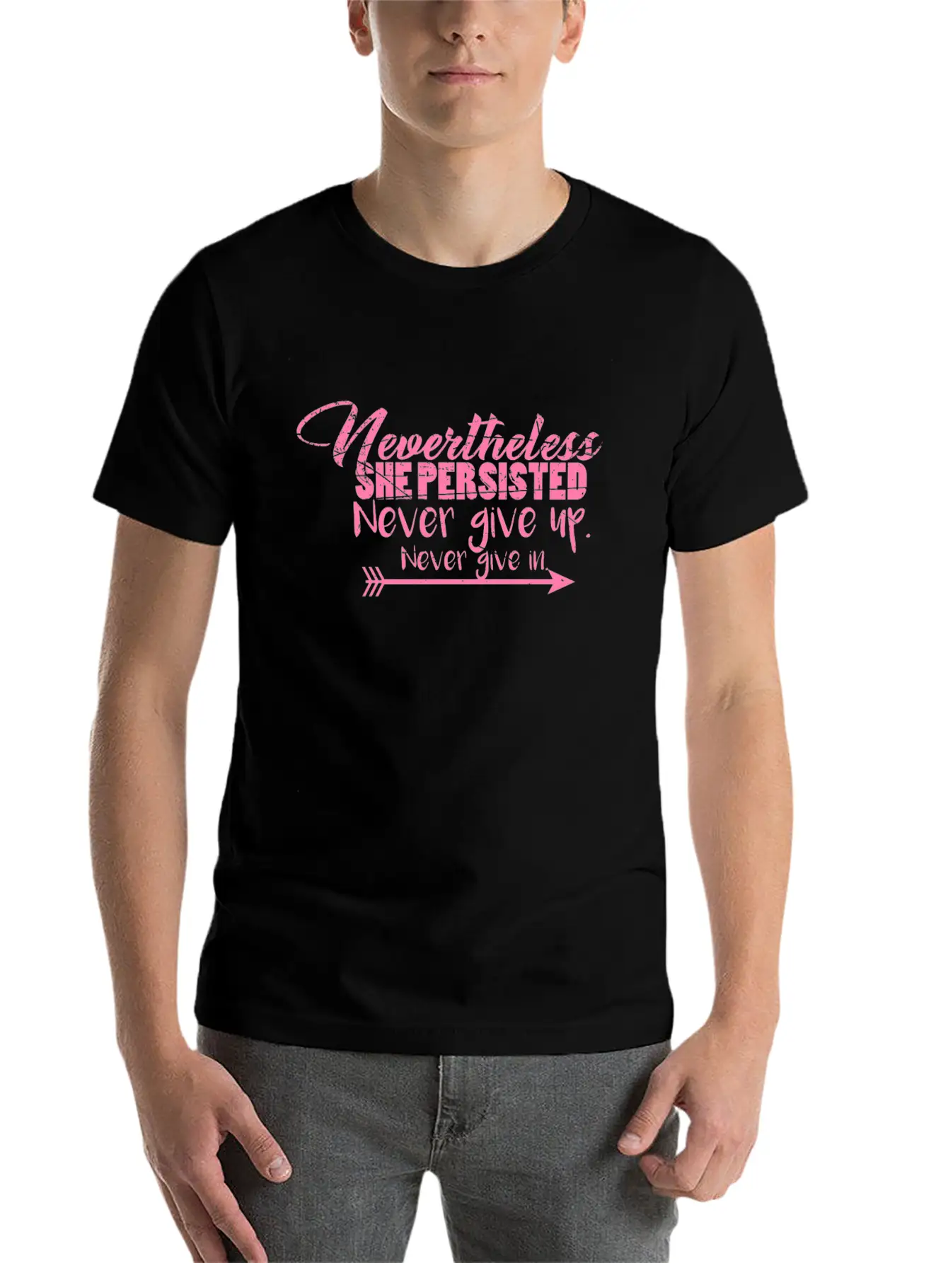 She Persisted Motivational Graphic Unisex Short Sleeve Soft Cotton T-Shirt – Casual Everyday Wear