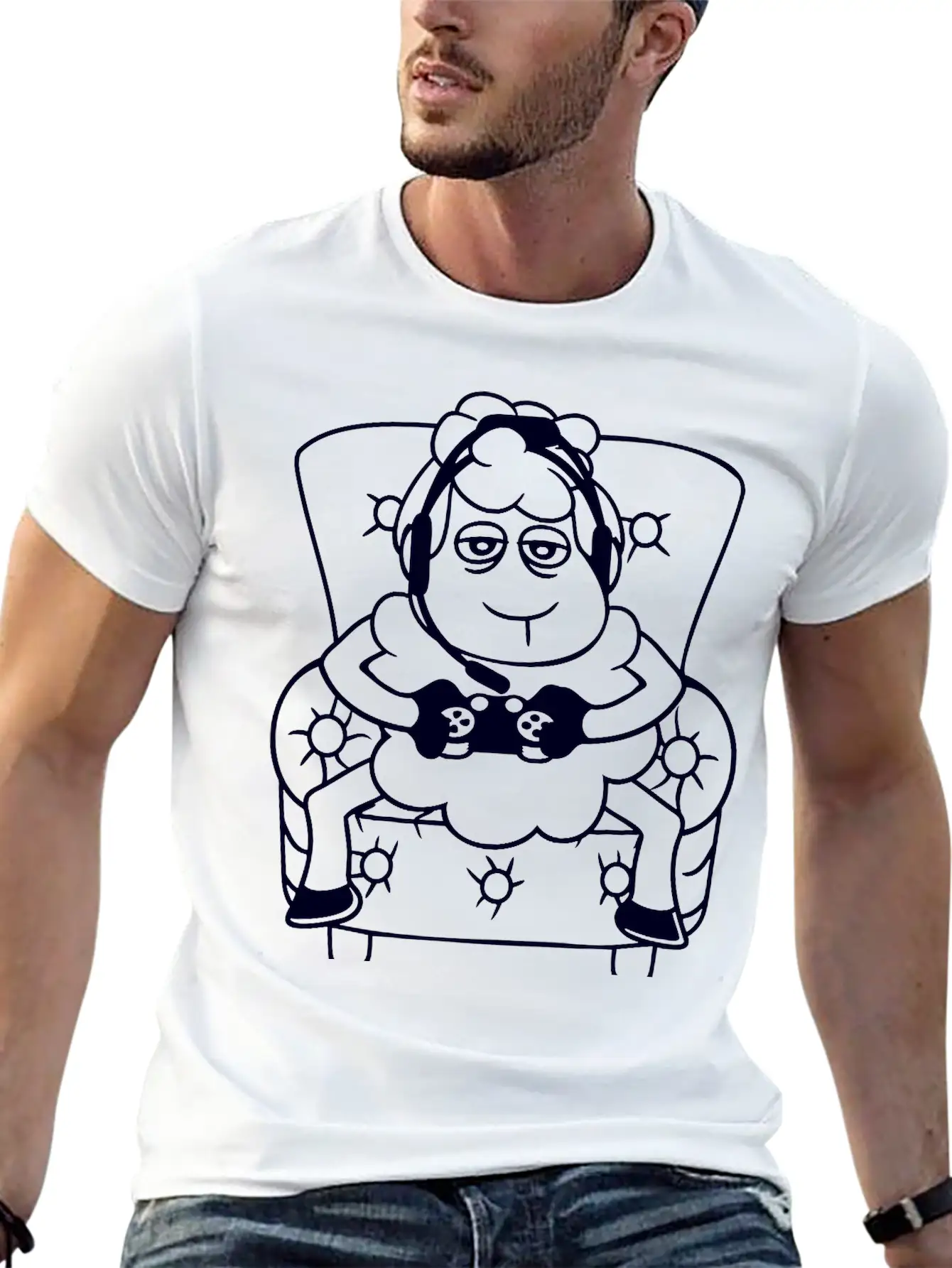 Sheep Gamer Armchair Controller Video Game Nerd Essential Unisex Summer Tee – Soft Cotton Casual Fit