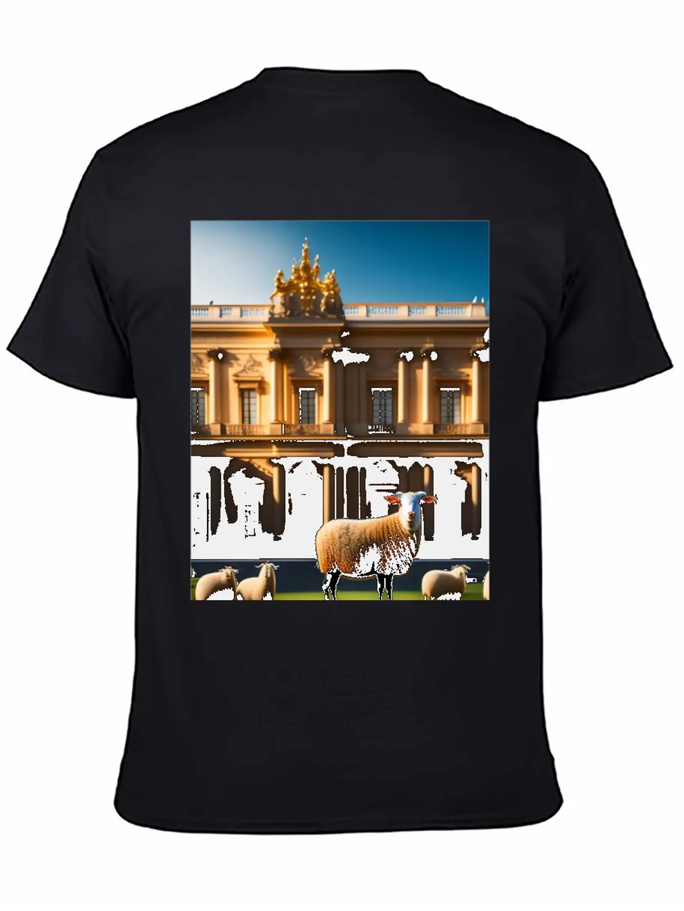 Sheep In Baroque Armor In Front Of Palace Made Of Comfortable Minimalist Graphic Tee – Summer Style Essential