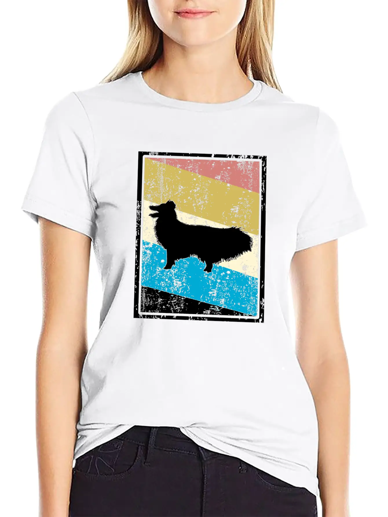 Sheltie Shetland Sheepdog - Vintage Retro Style Unisex Short Sleeve Soft Cotton T-Shirt – Casual Everyday Wear