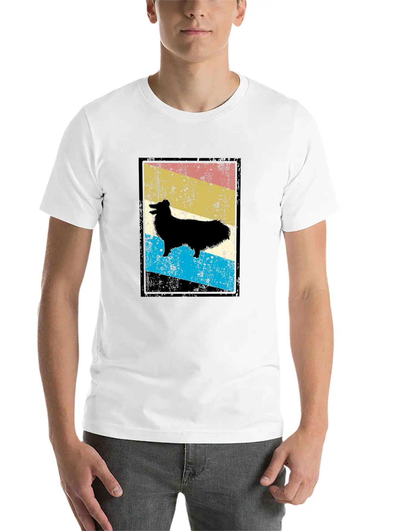 Sheltie Shetland Sheepdog - Vintage Retro Style Unisex Short Sleeve Soft Cotton T-Shirt – Casual Everyday Wear