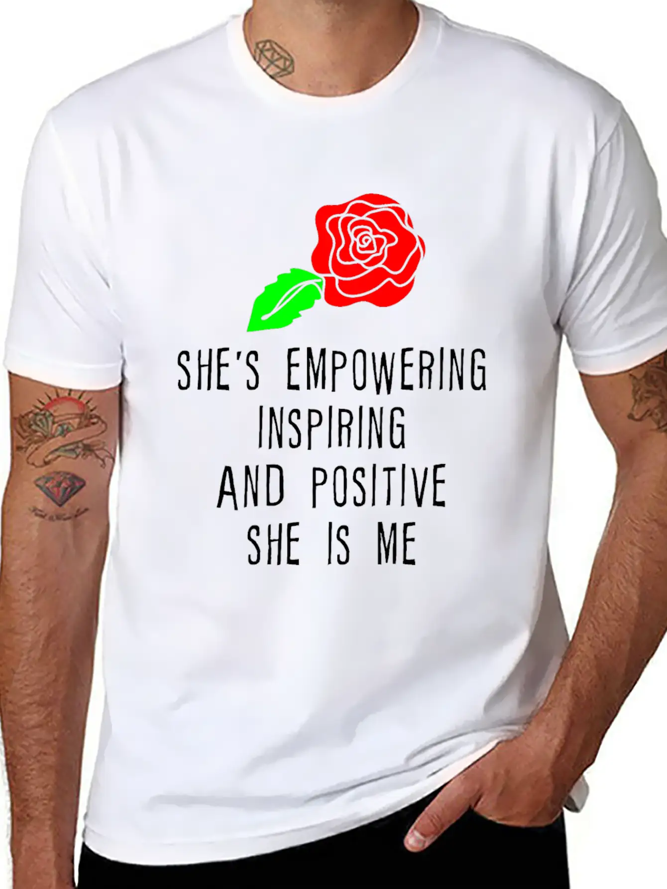 She's Empowering Inspiring And Positive She Is Me Unisex Short Sleeve Soft Cotton T-Shirt – Casual Everyday Wear