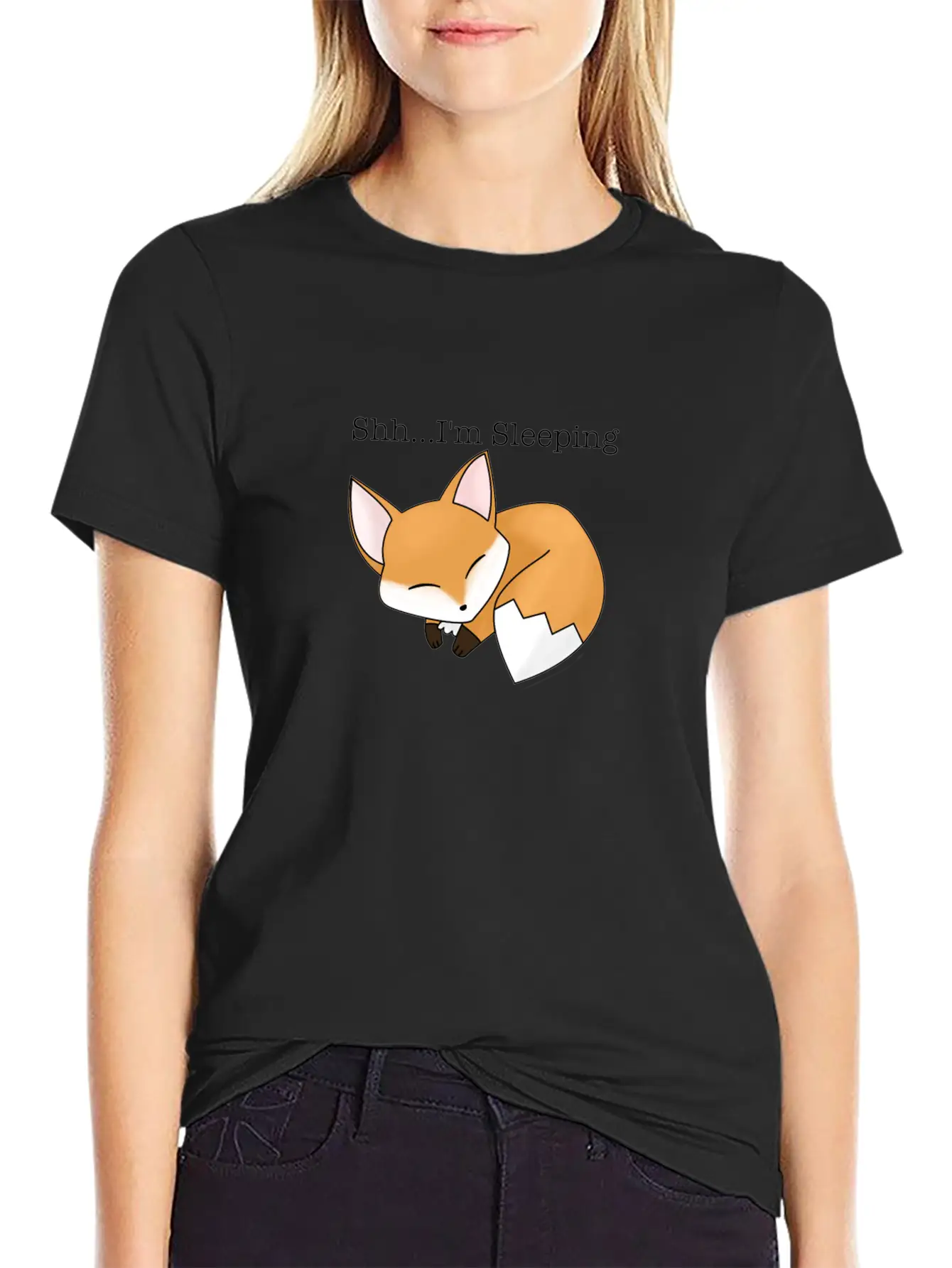 Shh...I'm Sleeping. Cute Sleeping Fox Stylish Everyday T-Shirt – Unisex Basic Cotton Tee