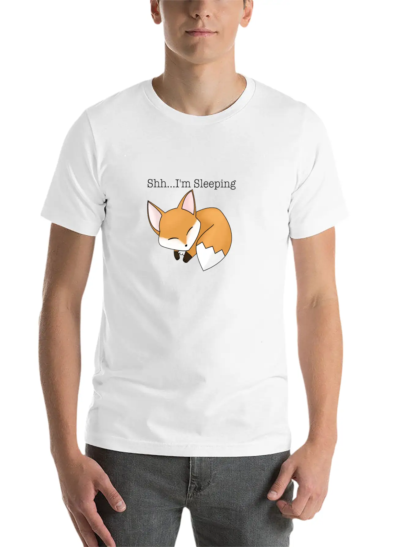 Shh...I'm Sleeping. Cute Sleeping Fox Stylish Everyday T-Shirt – Unisex Basic Cotton Tee