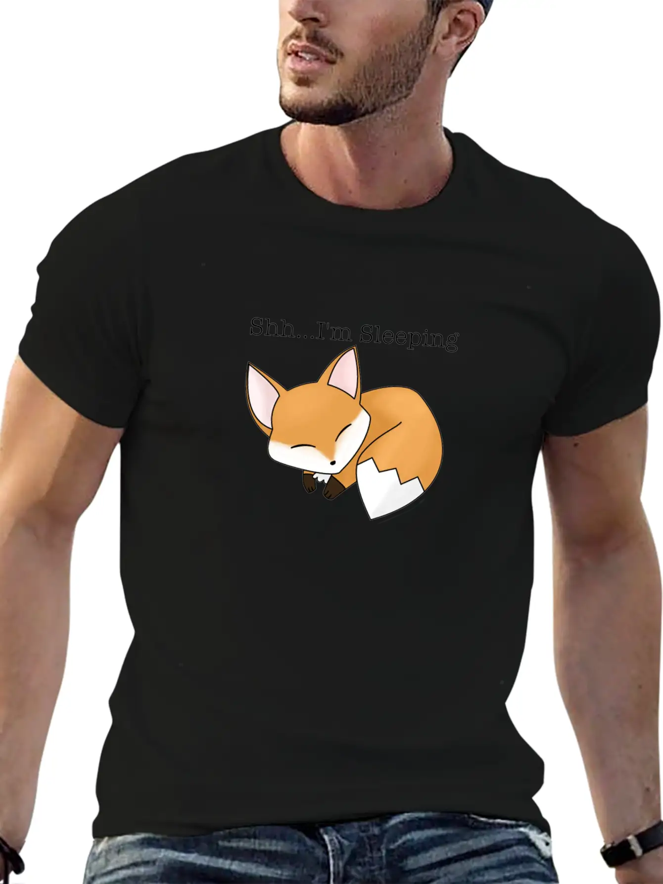 Shh...I'm Sleeping. Cute Sleeping Fox Stylish Everyday T-Shirt – Unisex Basic Cotton Tee