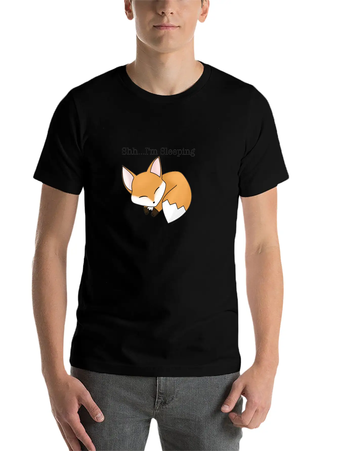 Shh...I'm Sleeping. Cute Sleeping Fox Stylish Everyday T-Shirt – Unisex Basic Cotton Tee