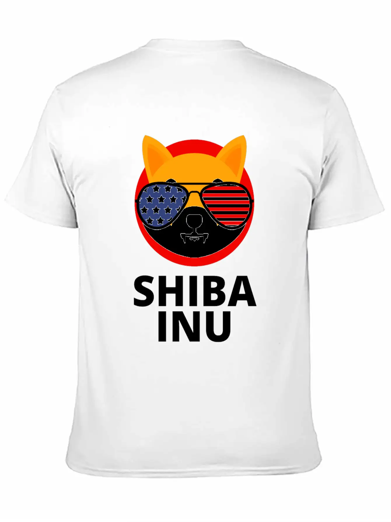 Shiba Inu Coin SHIB Token US Flag Sunglasses Essential Unisex Summer Tee – Soft Cotton Casual Fit