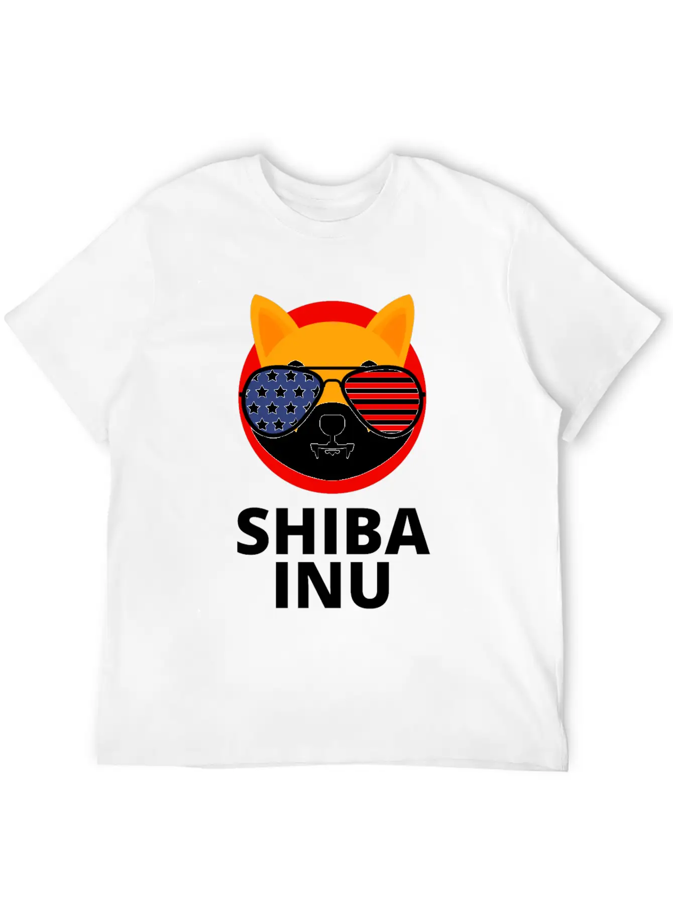 Shiba Inu Coin SHIB Token US Flag Sunglasses Essential Unisex Summer Tee – Soft Cotton Casual Fit