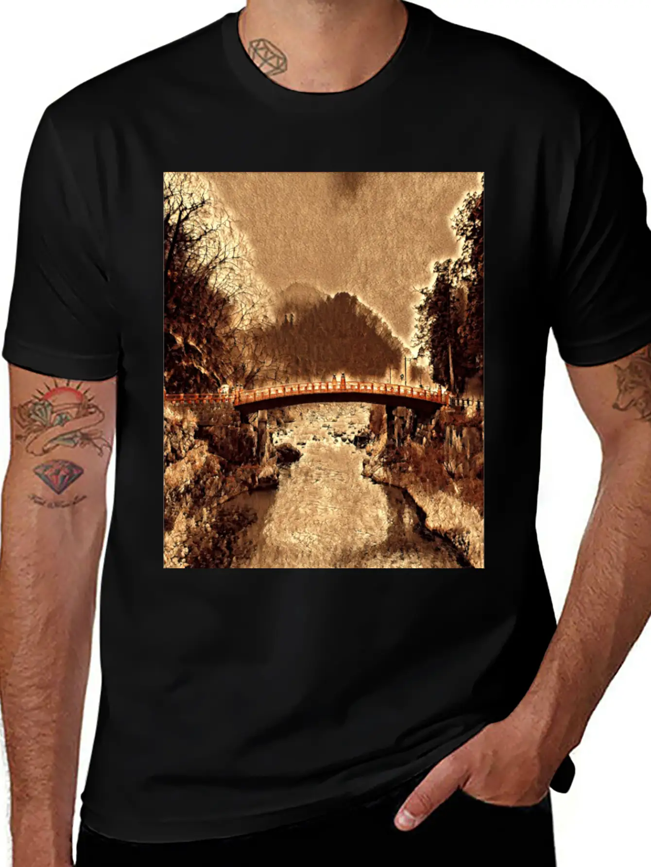 Shinkyo Bridge - Nikko, Japan Stylish Everyday T-Shirt – Unisex Basic Cotton Tee