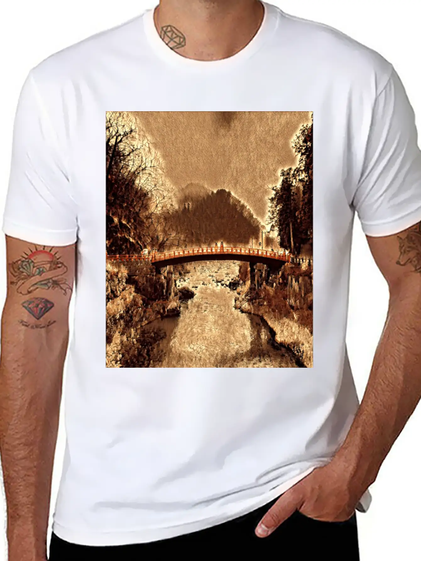 Shinkyo Bridge - Nikko, Japan Stylish Everyday T-Shirt – Unisex Basic Cotton Tee
