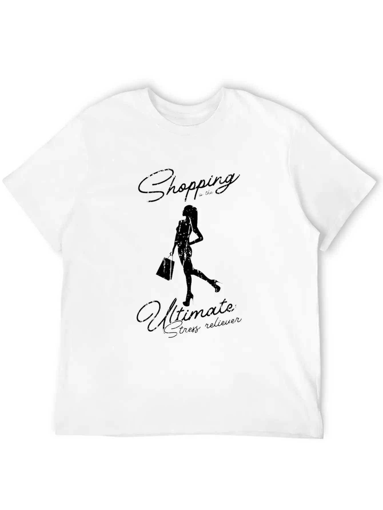 Shopping Is The Ultimate Stress Reliever - Basic Graphic T-Shirt – Daily Comfort In Soft Cotton