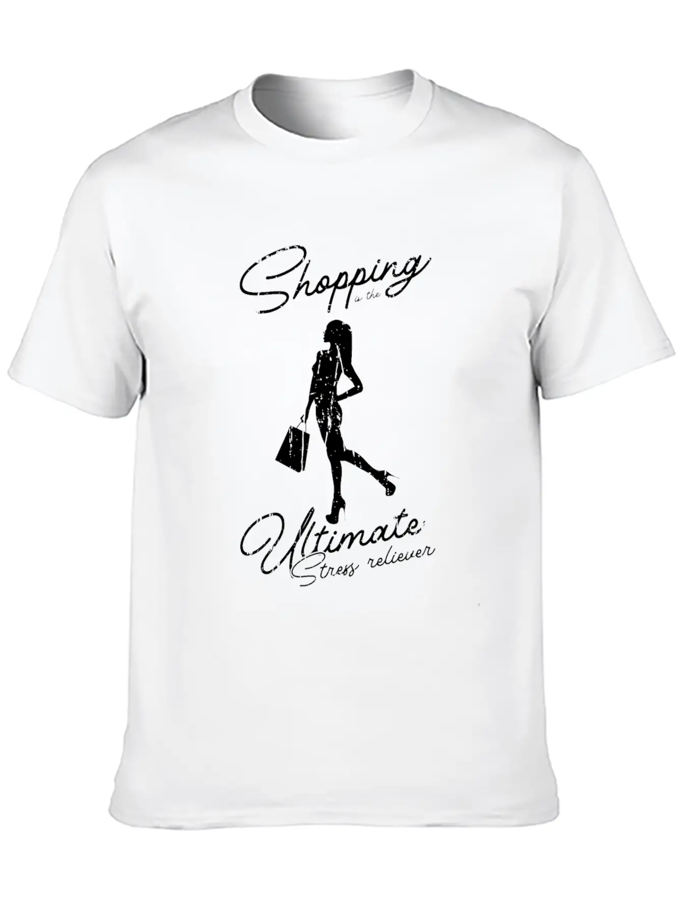 Shopping Is The Ultimate Stress Reliever - Basic Graphic T-Shirt – Daily Comfort In Soft Cotton