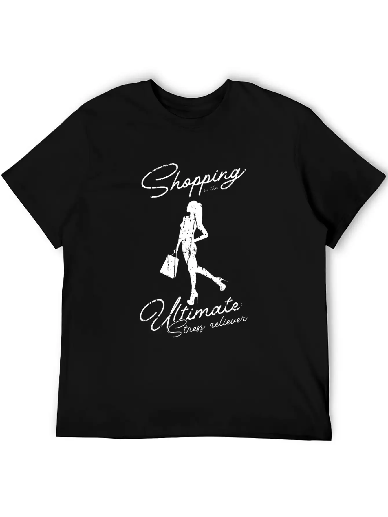 Shopping Is The Ultimate Stress Reliever - Basic Graphic T-Shirt – Daily Comfort In Soft Cotton